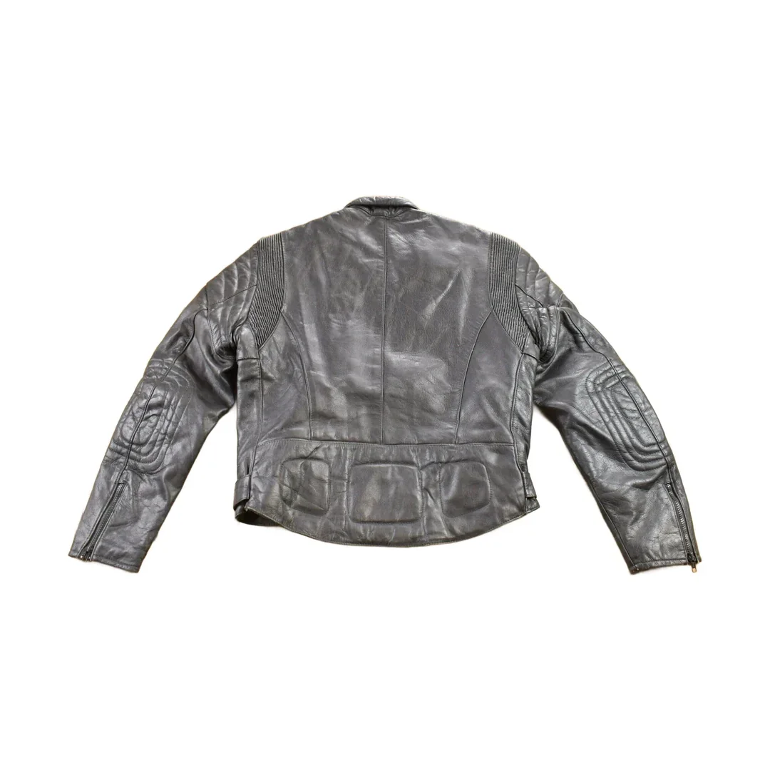 Vintage 1990s MQP Cafe Racer Leather Biker Jacket Men's Large - Image 2