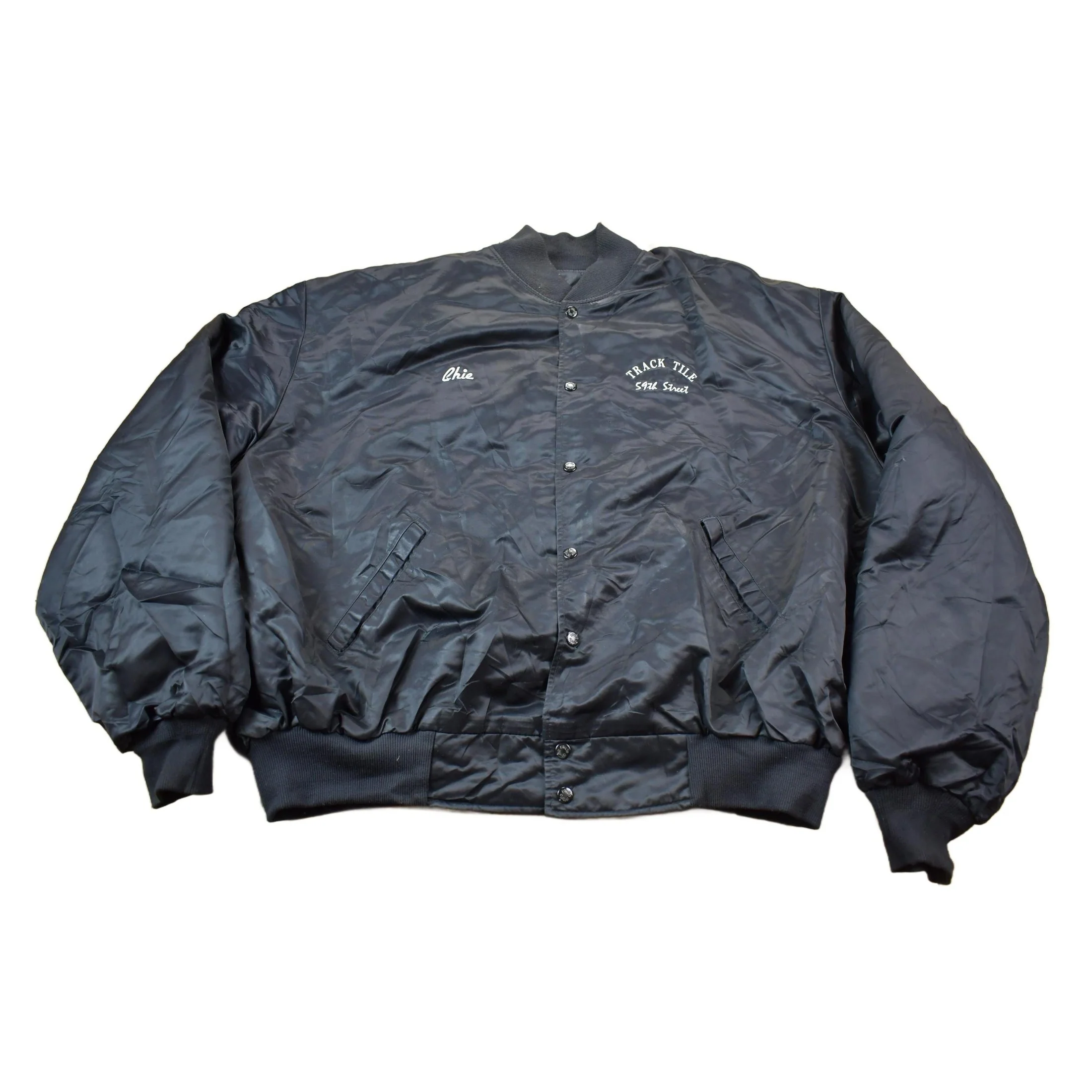 Vintage 1990s MTA New York City Transit Embroidered Snap Button Satin Jacket Made In USA Men's 2XL - Image 2