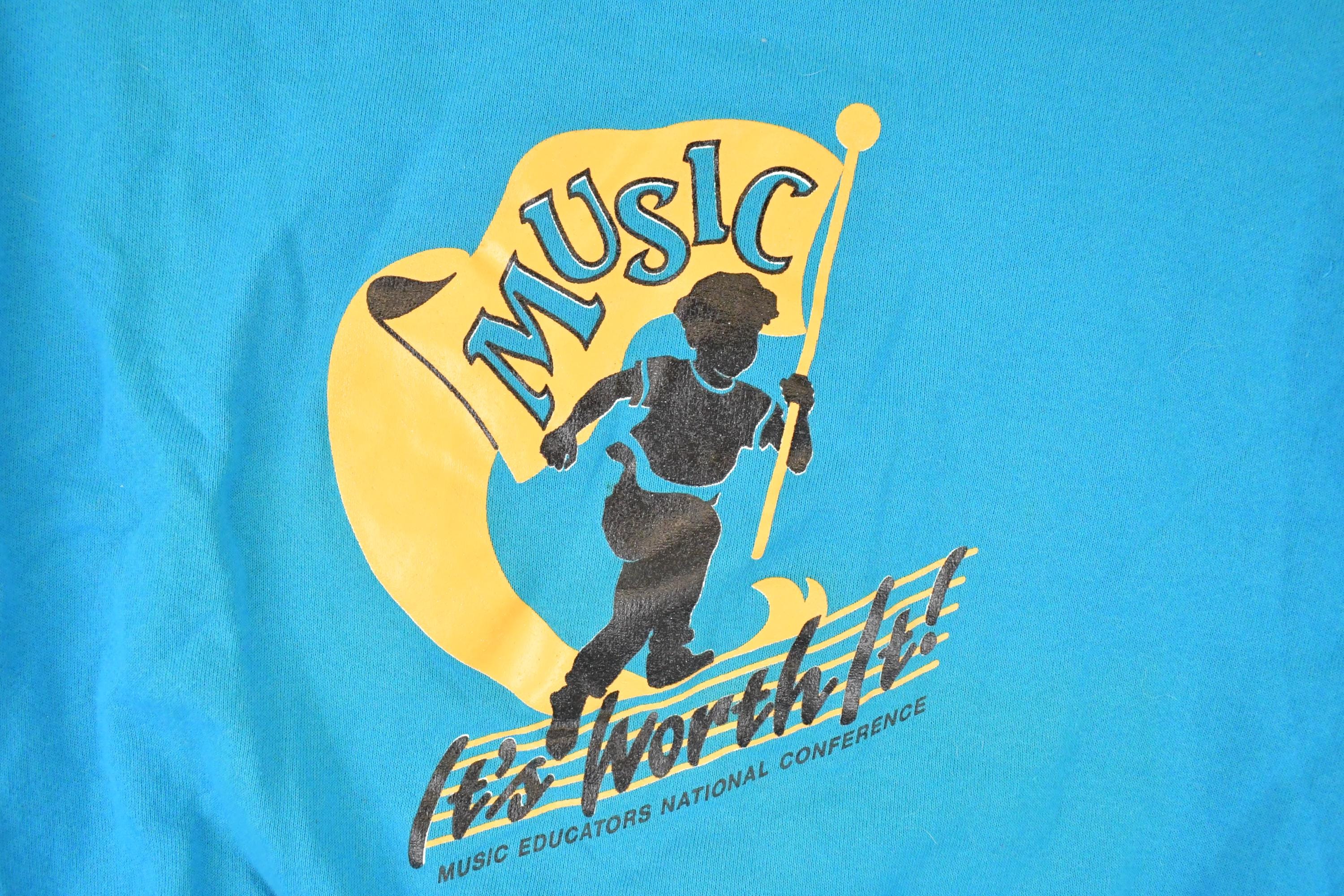 Vintage 1990s Music It's Worth it Graphic Print Crewneck Sweatshirt Men's L - Image 3