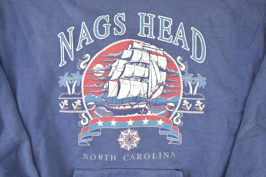 Vintage 1990s Nags Head North Carolina Tall Ships Graphic Print Hoodie Sweatshirt Men's L - Image 3