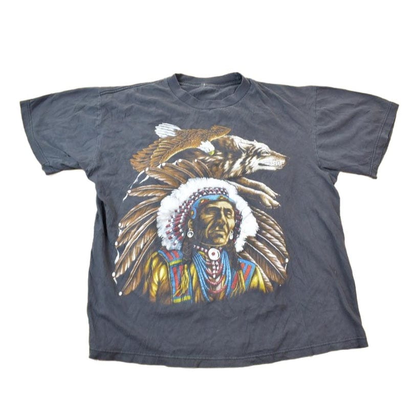 Vintage 1990s Native American Graphic T Shirt Men's Medium