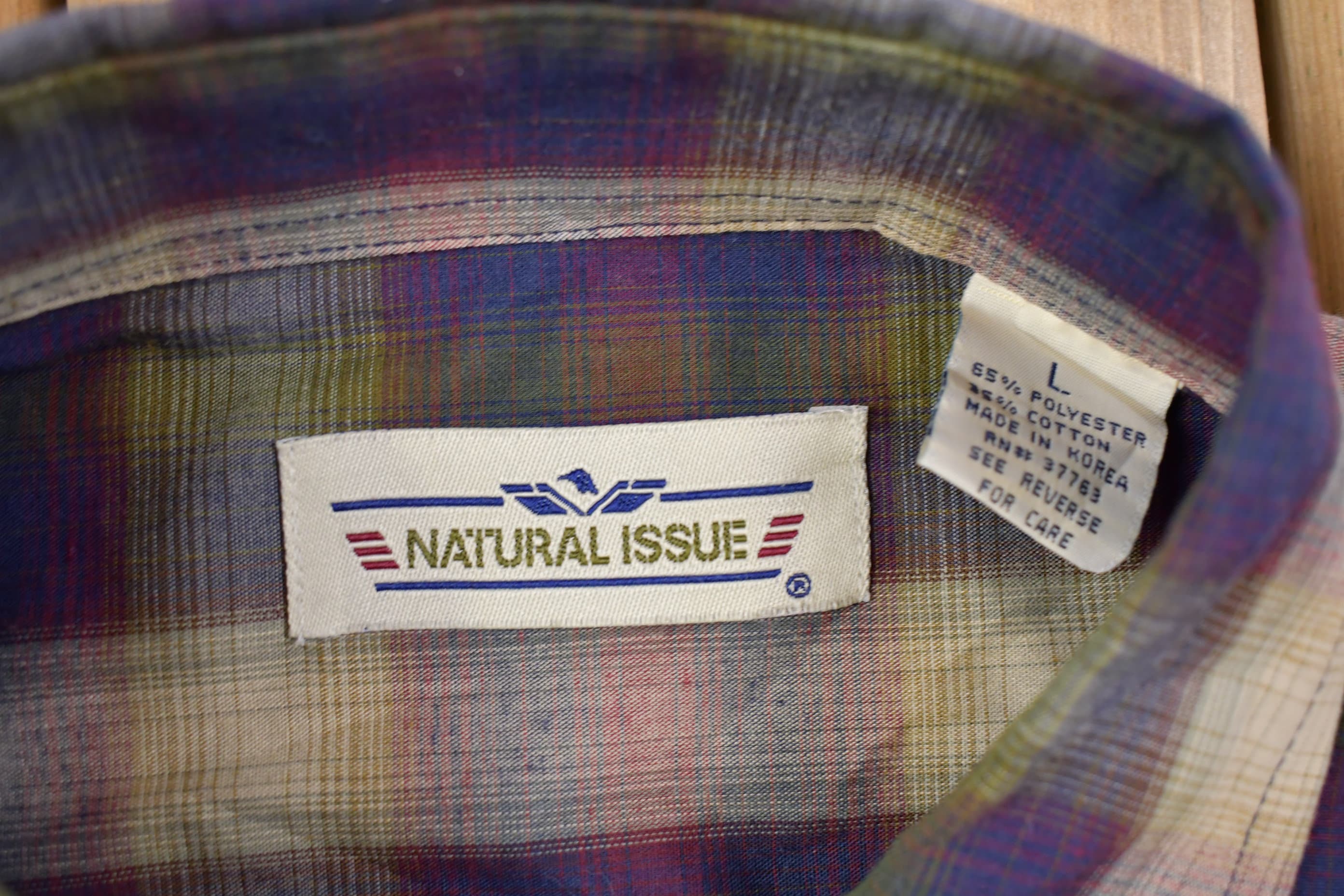 Vintage 1990s Natural Issue Plaid Button Up Shirt Men's XL - Image 3