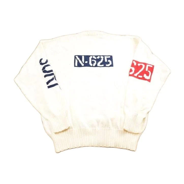 Vintage 1990s Nautica All Over Print Knit Crewneck Sweater Men's Medium - Image 2