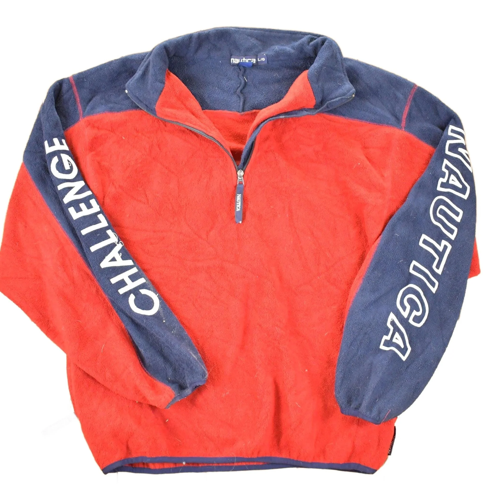 Vintage 1990s Nautica Challenge Fleece Quarter Zip Outdoorsman Sweater Men's L