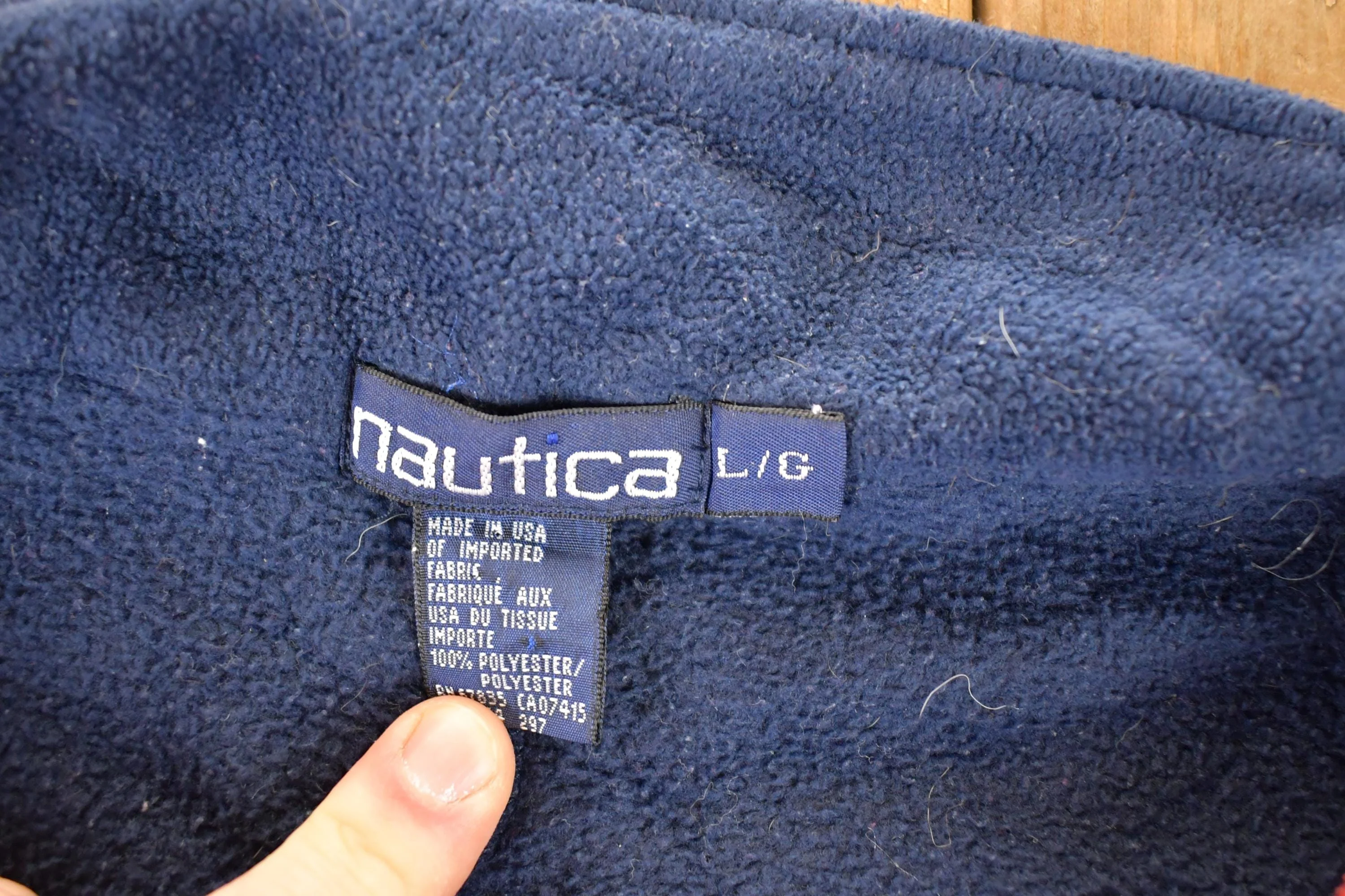 Vintage 1990s Nautica Challenge Fleece Quarter Zip Outdoorsman Sweater Men's L - Image 5