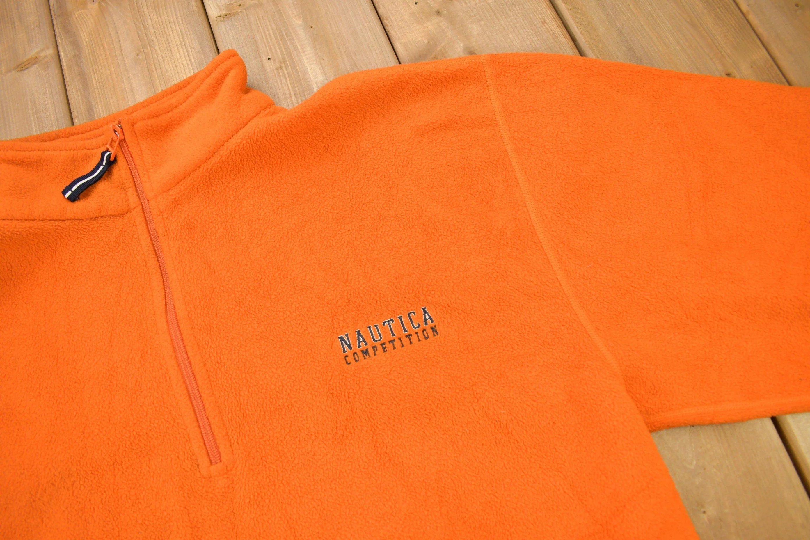 Vintage 1990s Nautica Competition Quarter Zip Fleece Sweater Men's Large - Image 3