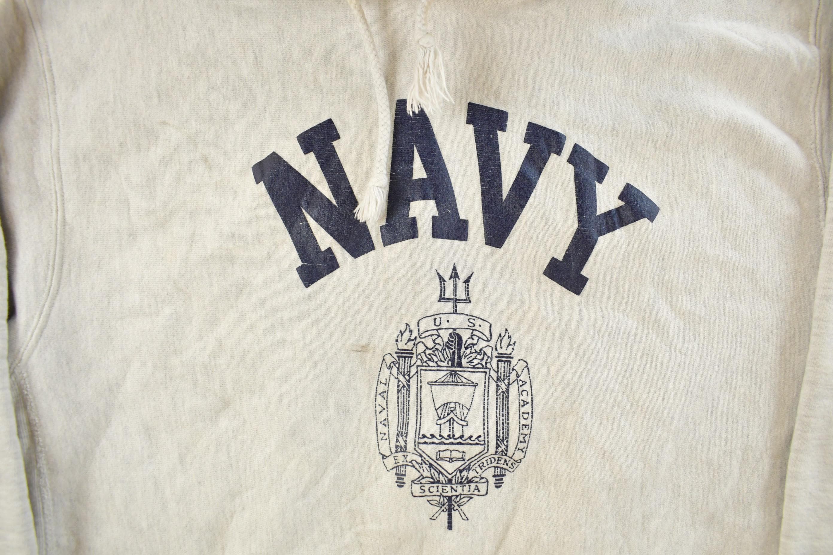 Vintage 1990s Navy Military Pro Weave Hoodie Sweatshirt Mens XL - Image 3