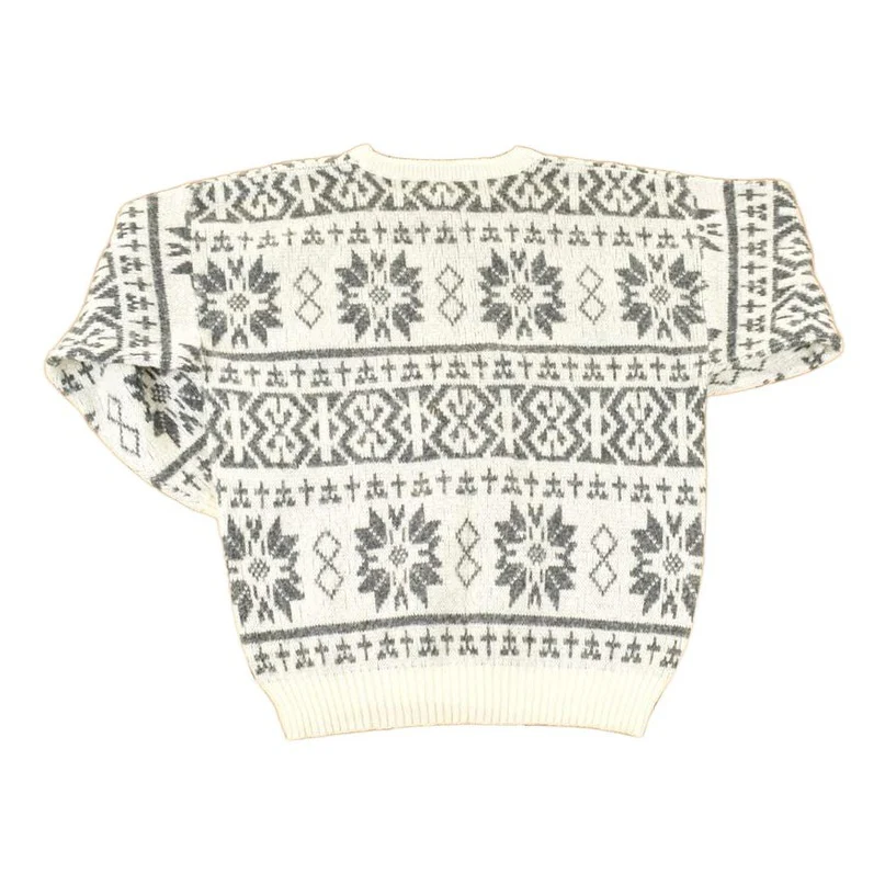 Vintage 1990s Neil Martin AOP Snowflake Design Knit Crewneck Sweater Mens L - Image 2