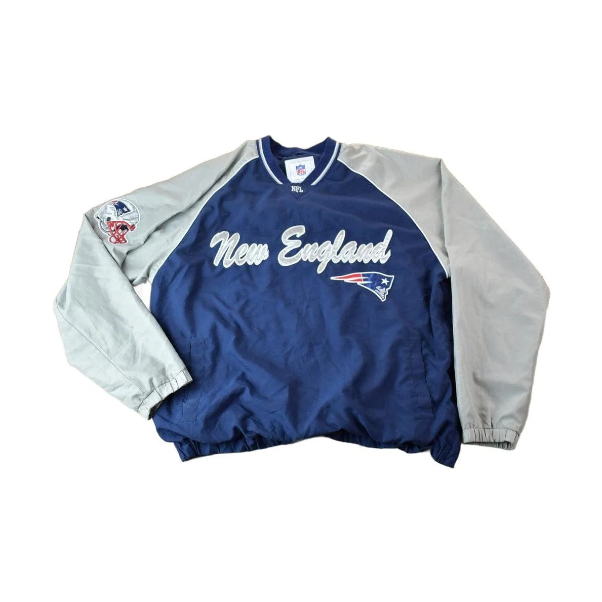 Vintage 1990s New England Patriots NFL Crewneck pullover Windbreaker Sweatshirt Men's Large