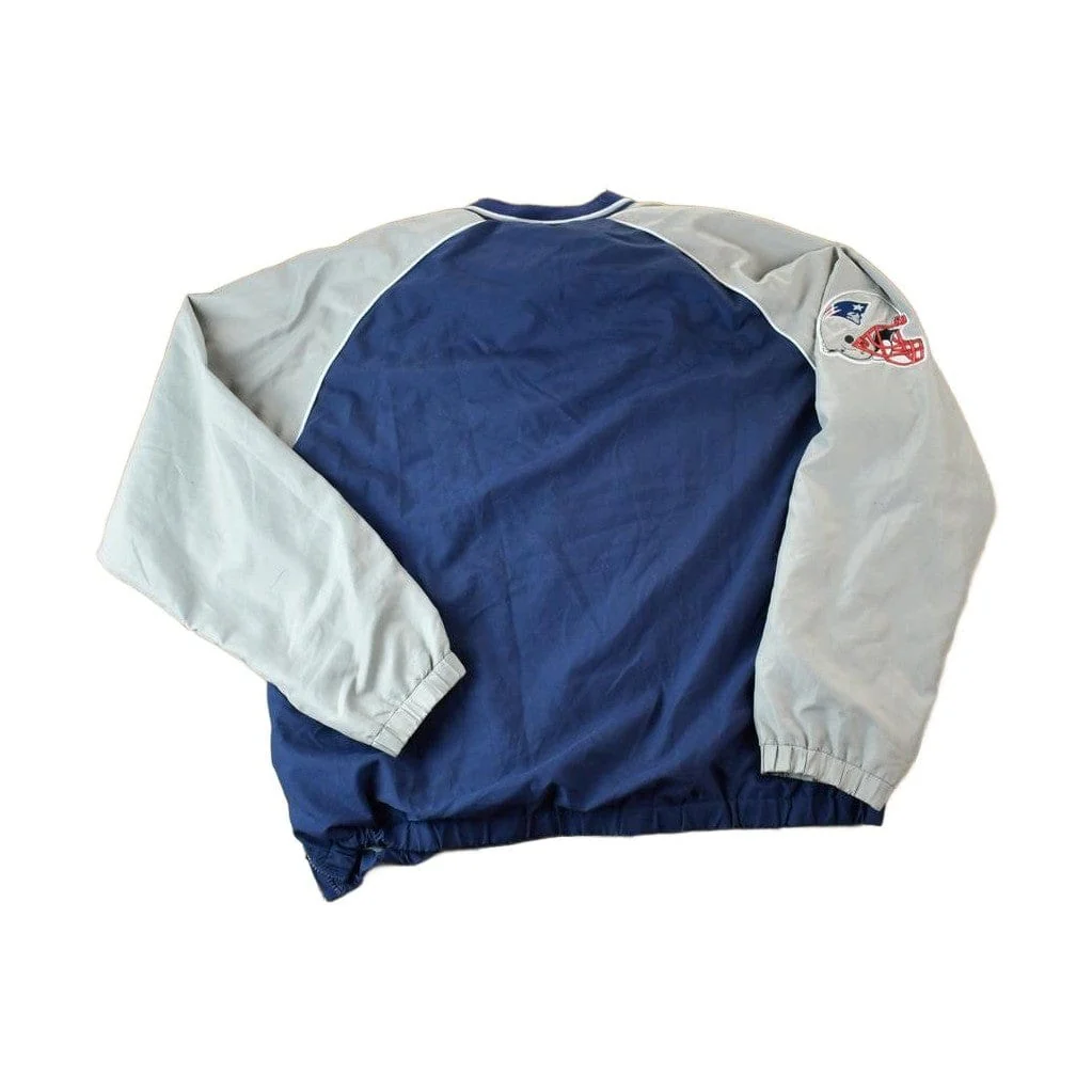 Vintage 1990s New England Patriots NFL Crewneck pullover Windbreaker Sweatshirt Men's Large - Image 2