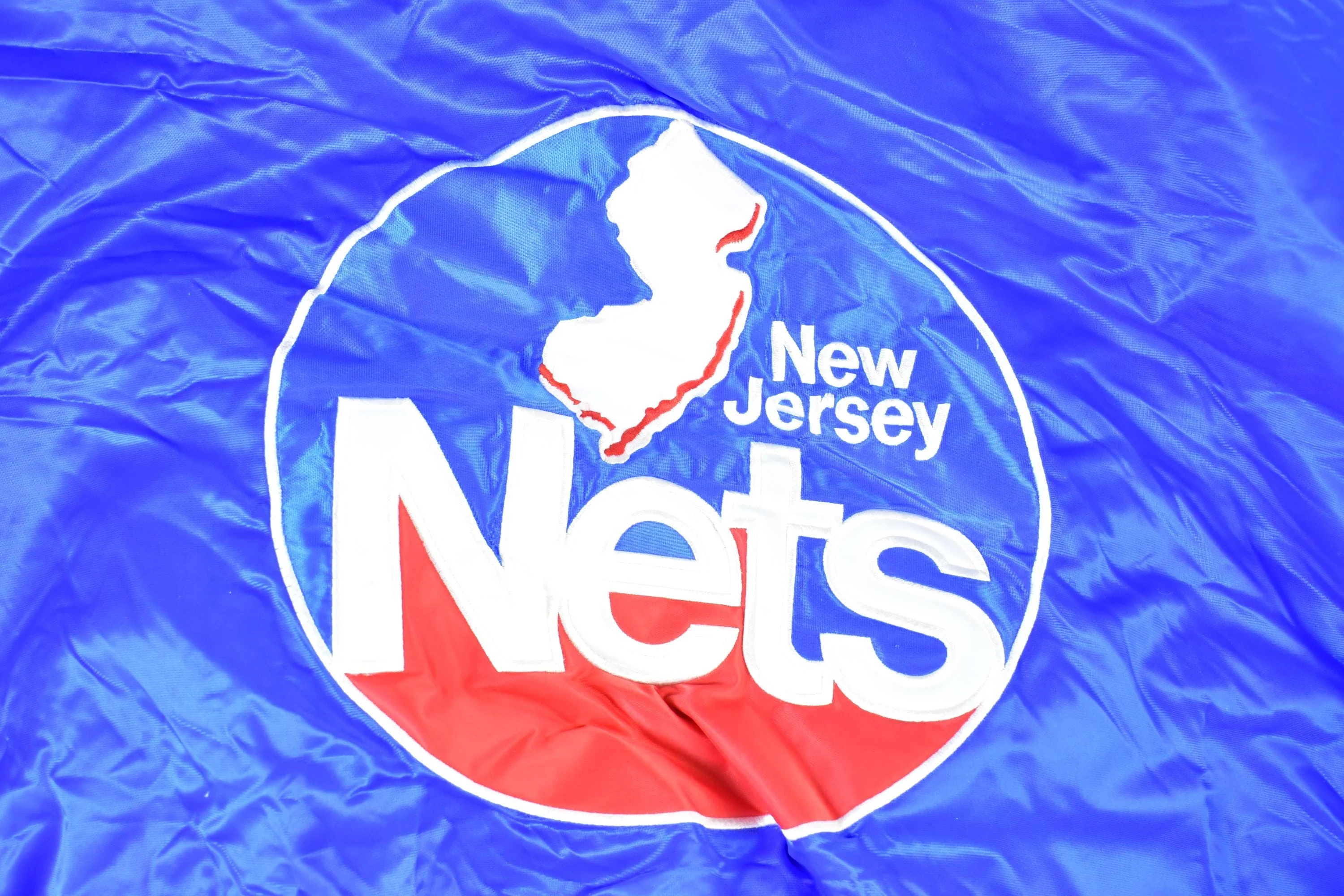 Vintage 1990s New Jersey Nets Hardwood Classics Satin Button Down Puffer Bomber NBA Basketball Jacket Men's 3XL - Image 5