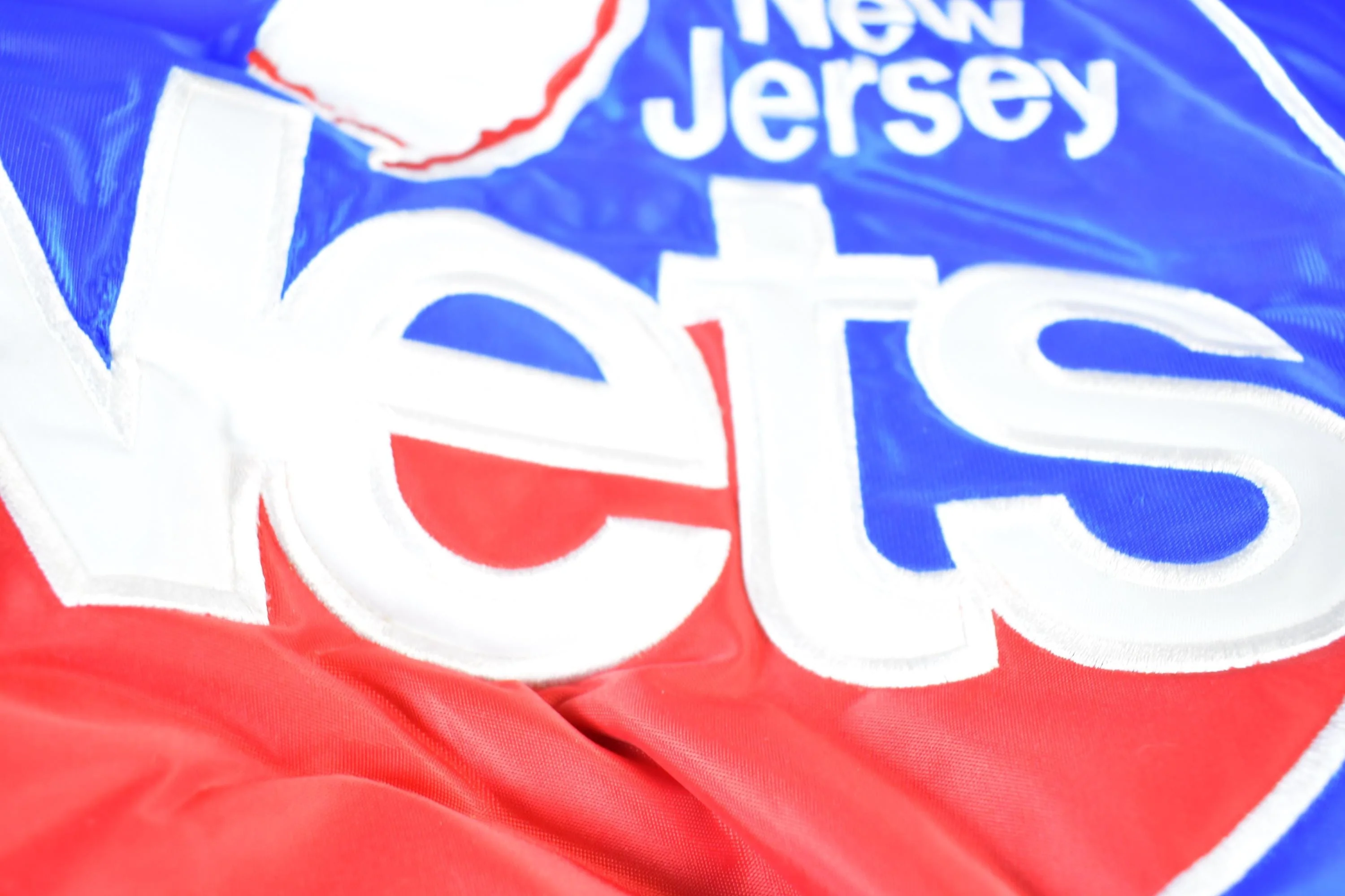 Vintage 1990s New Jersey Nets Hardwood Classics Satin Button Down Puffer Bomber NBA Basketball Jacket Men's 3XL - Image 7