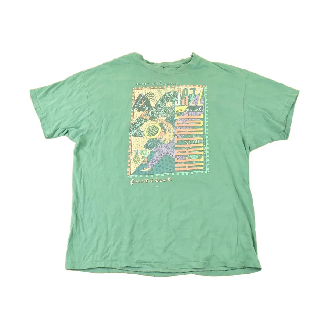 Vintage 1990s New Orleans Jazz And Heritage Festival Souvenir Travel T-Shirt Men's L