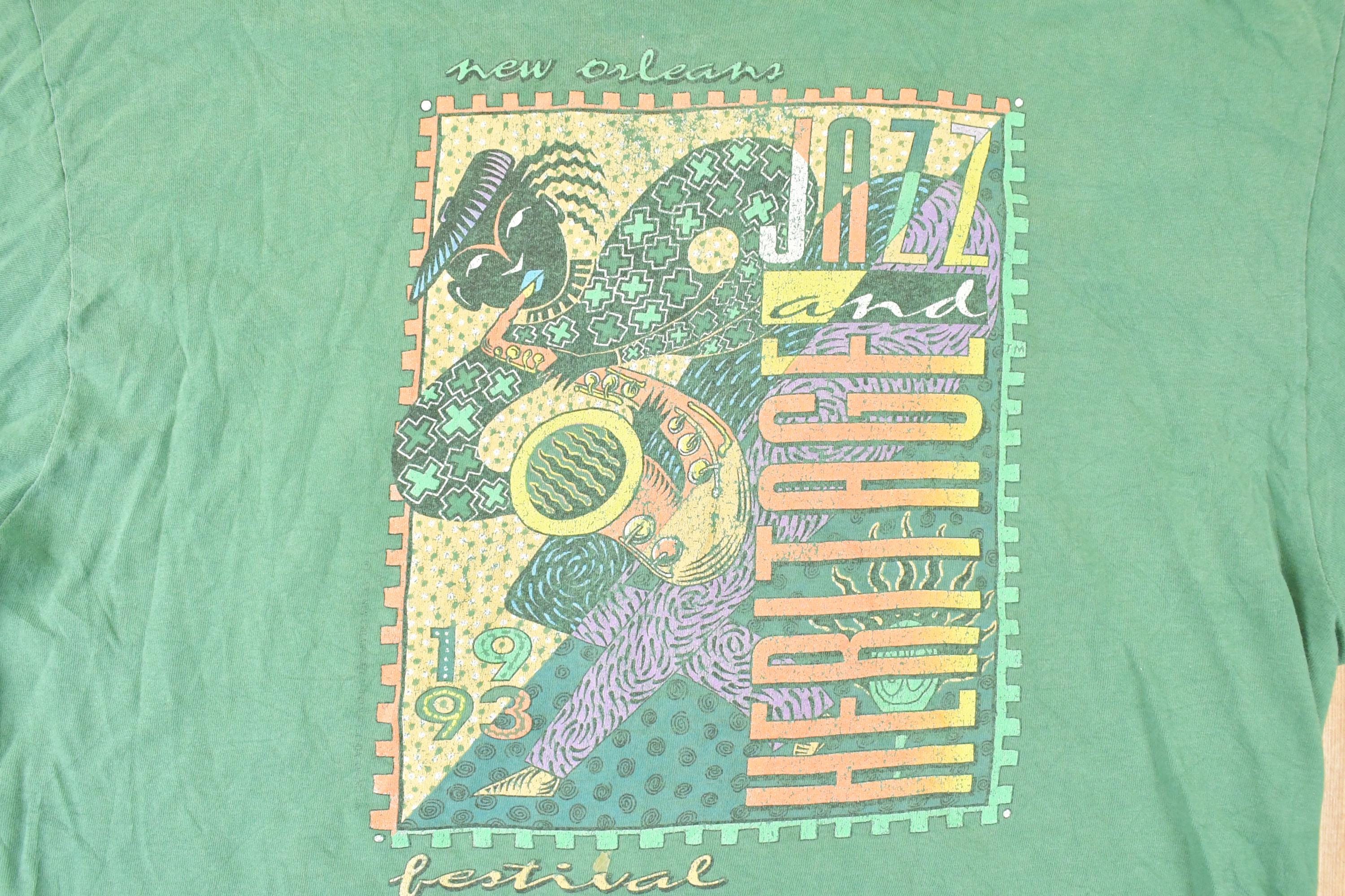 Vintage 1990s New Orleans Jazz And Heritage Festival Souvenir Travel T-Shirt Men's L - Image 3