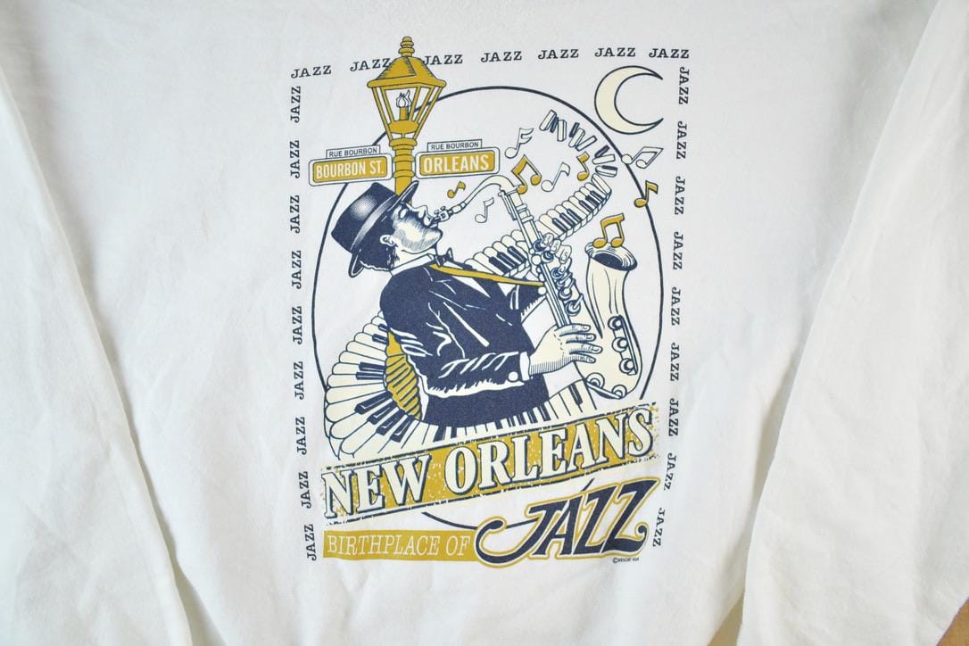 Vintage 1990s New Orleans Jazz Souvenir Crewneck Sweatshirt Made In USA Men's XL - Image 4