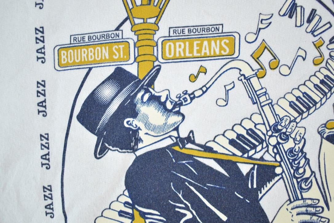 Vintage 1990s New Orleans Jazz Souvenir Crewneck Sweatshirt Made In USA Men's XL - Image 5
