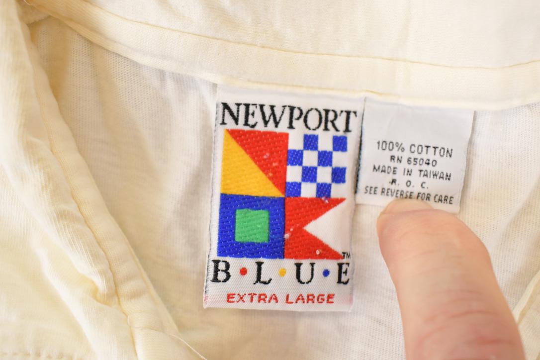 Vintage 1990s New Port Blue Quarter Button FAB Abstract Shirt Men's XL - Image 5