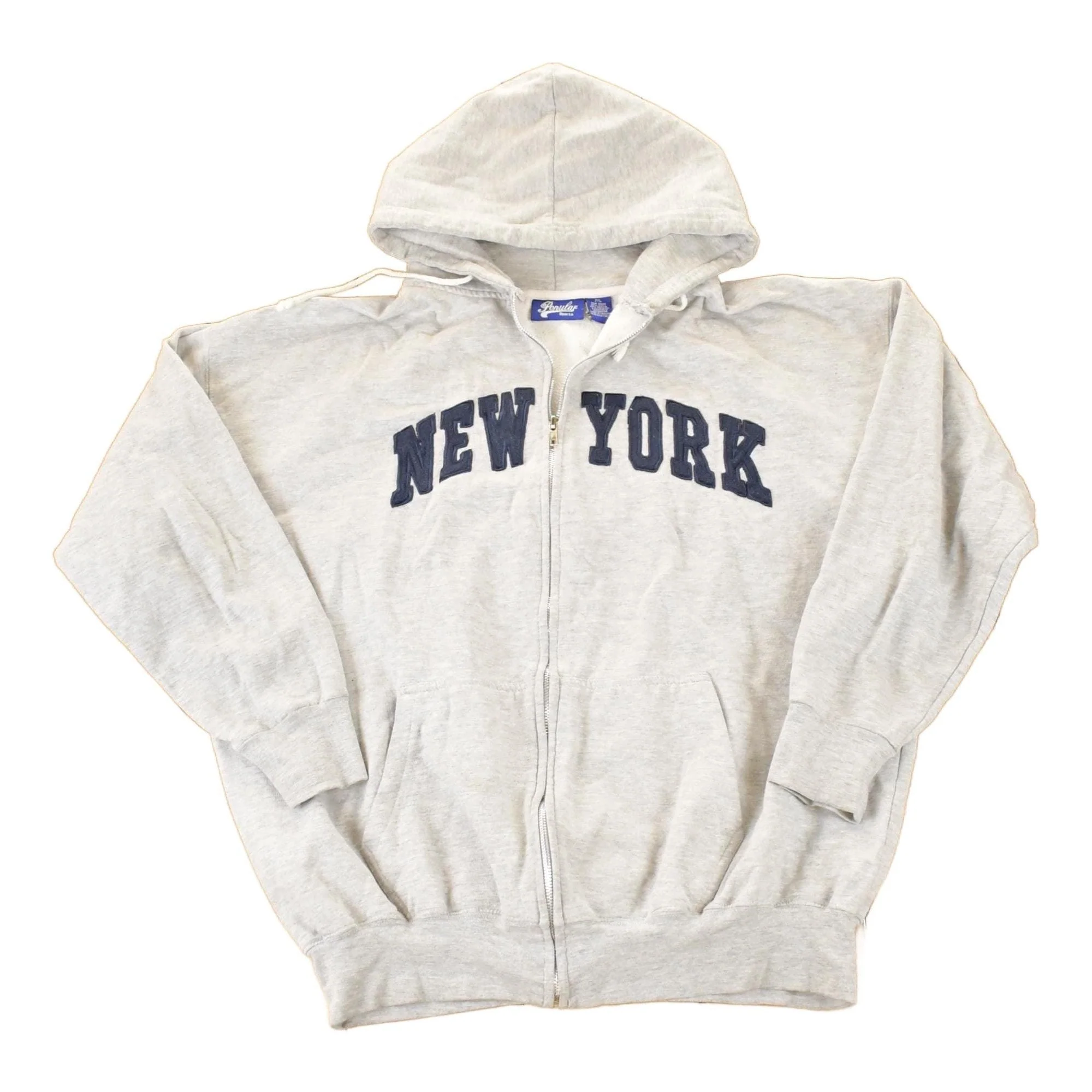 Vintage 1990s New York Embroidered Zip Up Hoodie Sweatshirt Men's XL