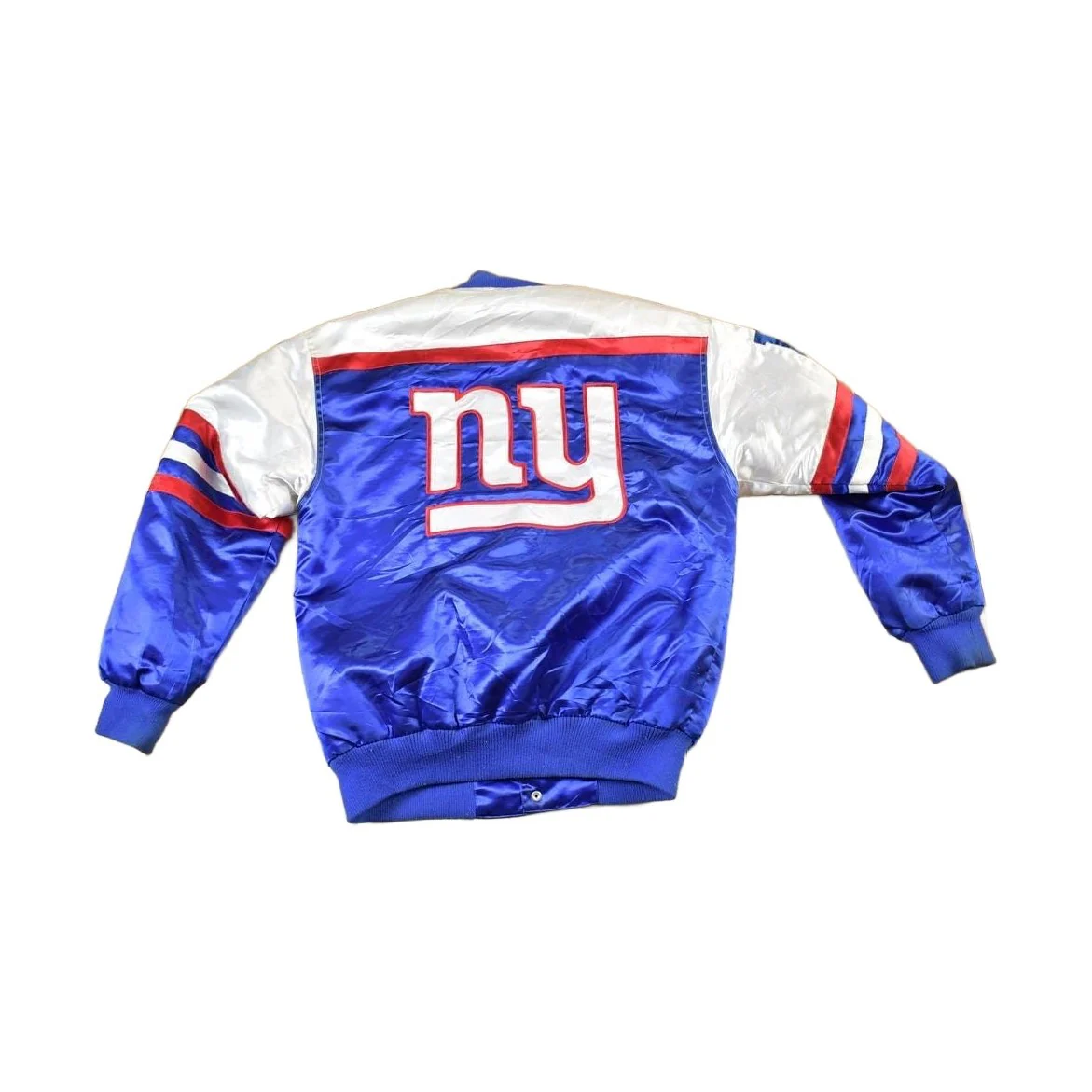 Vintage 1990s New York Giants NFL Football Button up AOP Satin Jacket Men's Medium - Image 2