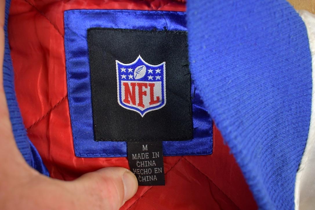 Vintage 1990s New York Giants NFL Football Button up AOP Satin Jacket Men's Medium - Image 3