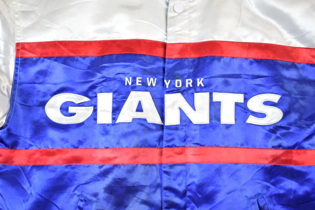 Vintage 1990s New York Giants NFL Football Button up AOP Satin Jacket Men's Medium - Image 4
