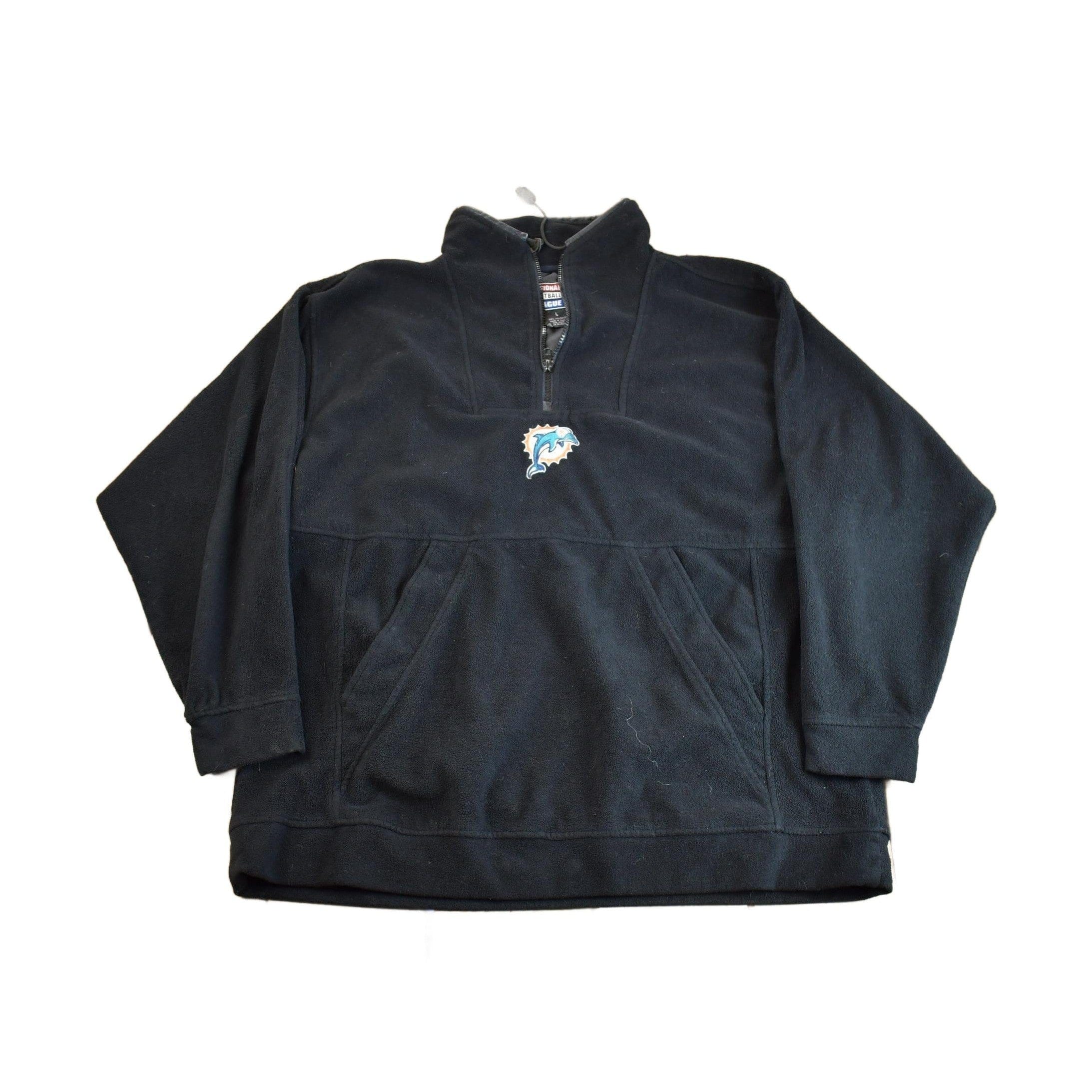 Vintage 1990s NFL Miami Dolphins Fleece Embroidered Zip Sweater Men's Large