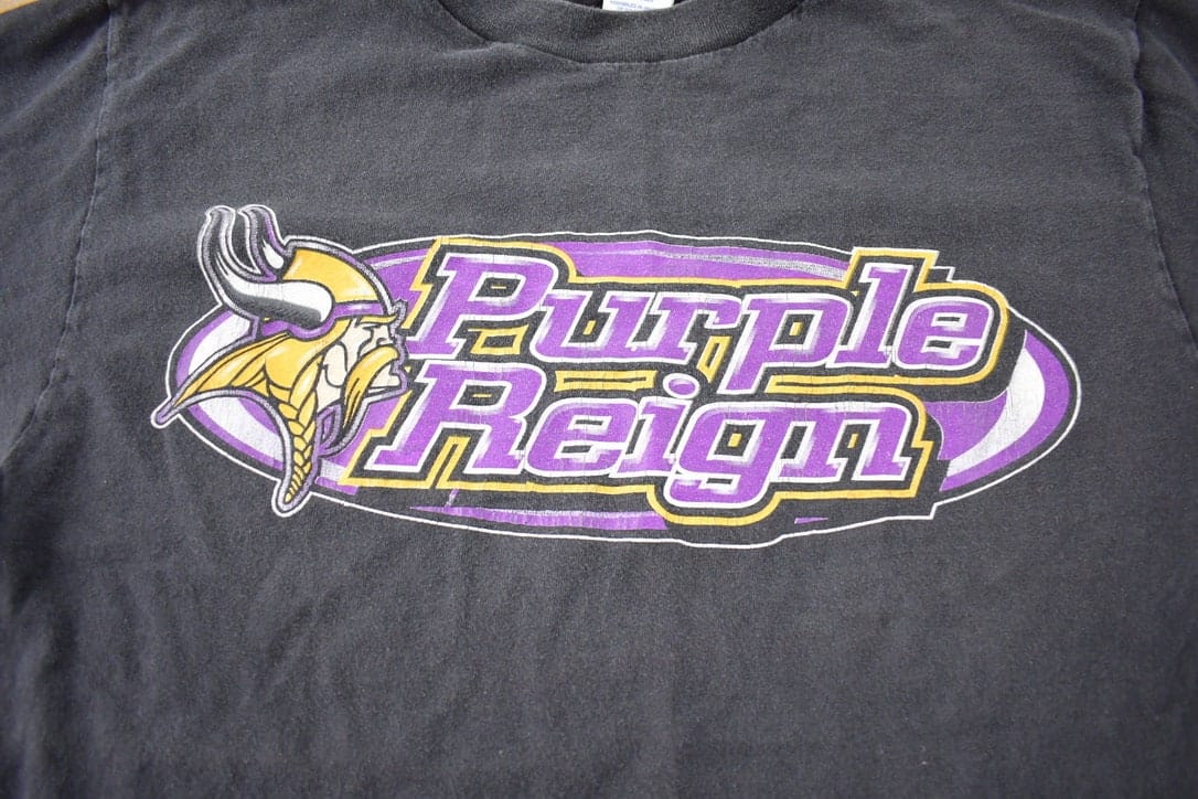 Vintage 1990s NFL Minnesota Vikings Purple Reign T-Shirt Men's Large - Image 3