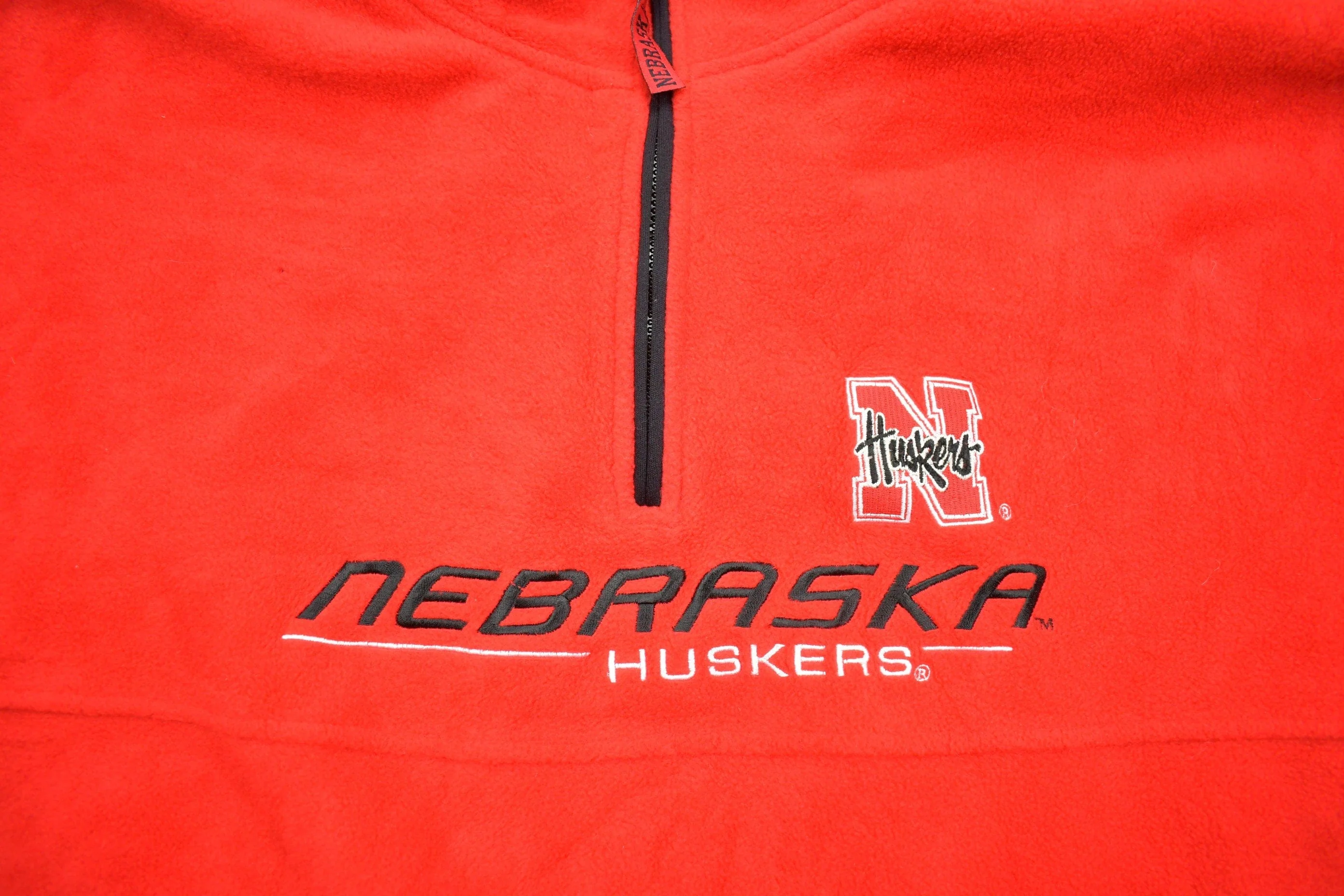 Vintage 1990s NFL Nebraska Huskers Fleece Quarter Zip Up Sweatshirt Men's 2XL - Image 5