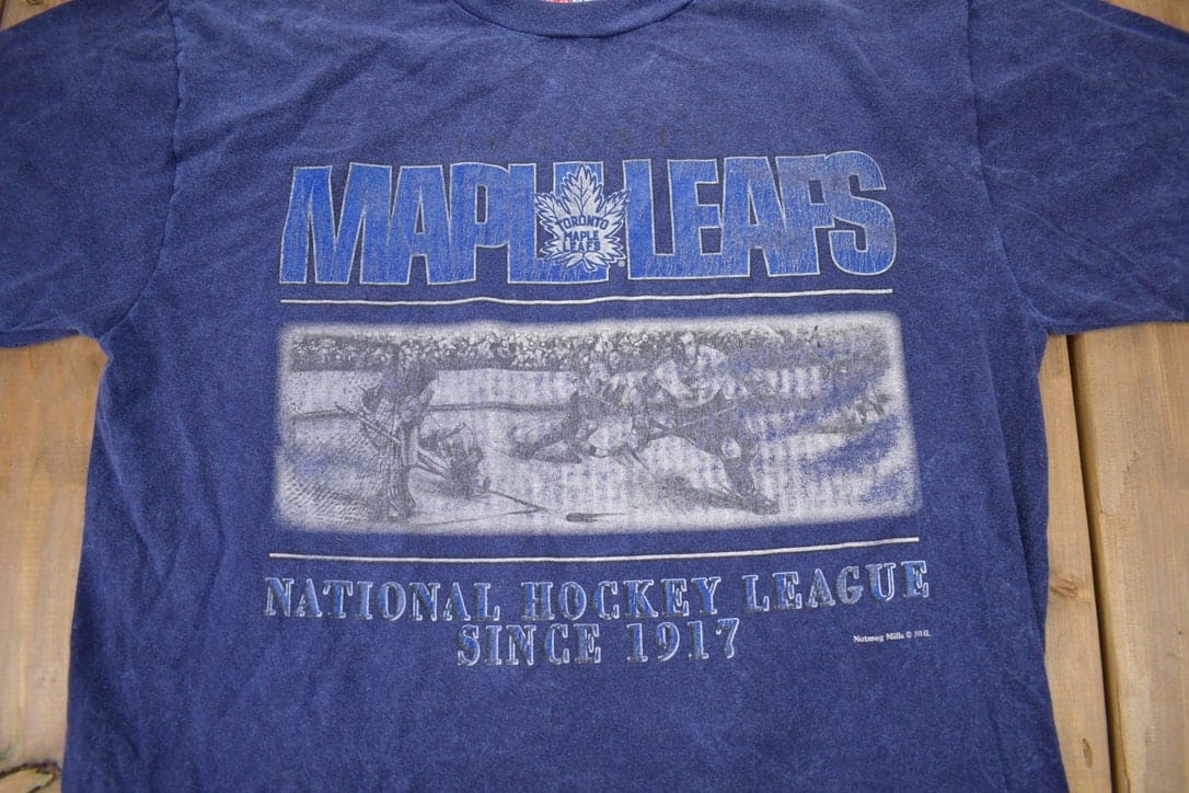 Vintage 1990s NHL Nutmeg Toronto Maple Leafs T-Shirt Made In Canada Men's Large - Image 3