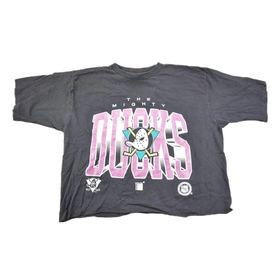 Vintage 1990s NHL The Mighty Ducks Graphic Cropped T Shirt Made In USA Men's XL