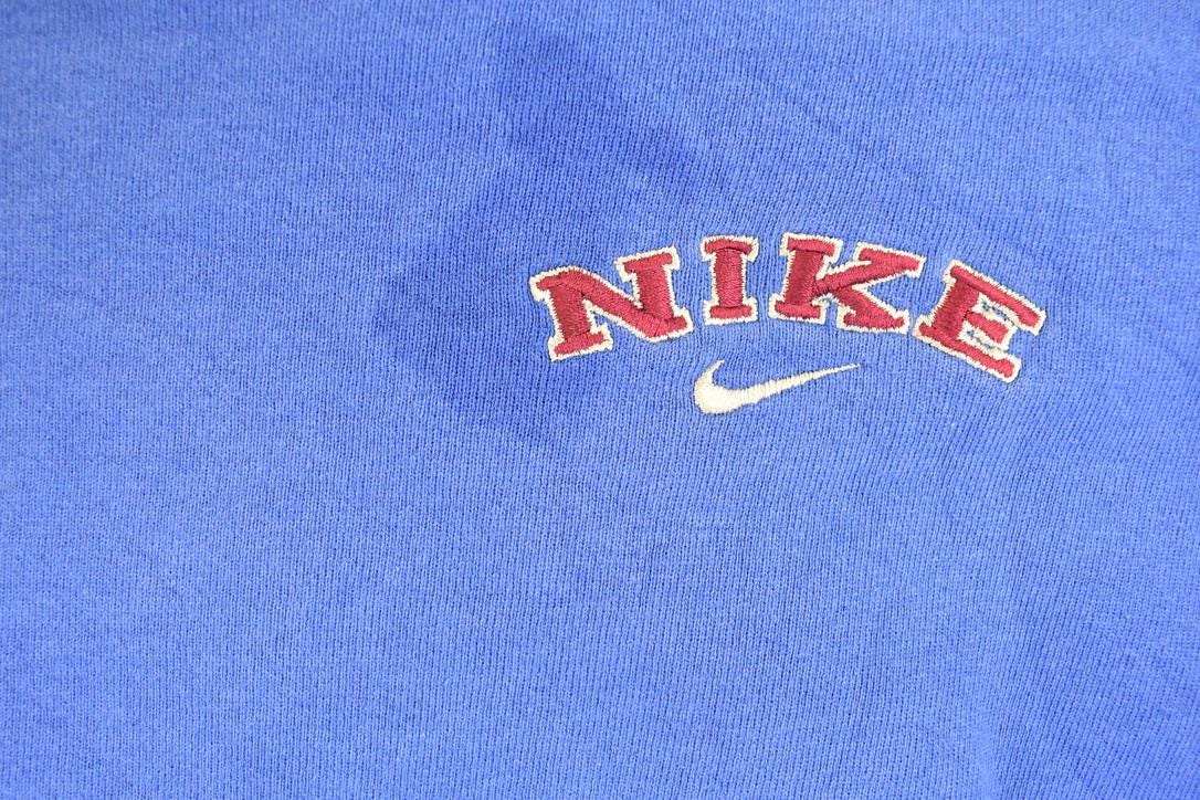 Vintage 1990s Nike Embroidered Mini Swoosh Block Logo Sweatshirt Men's L - Image 3
