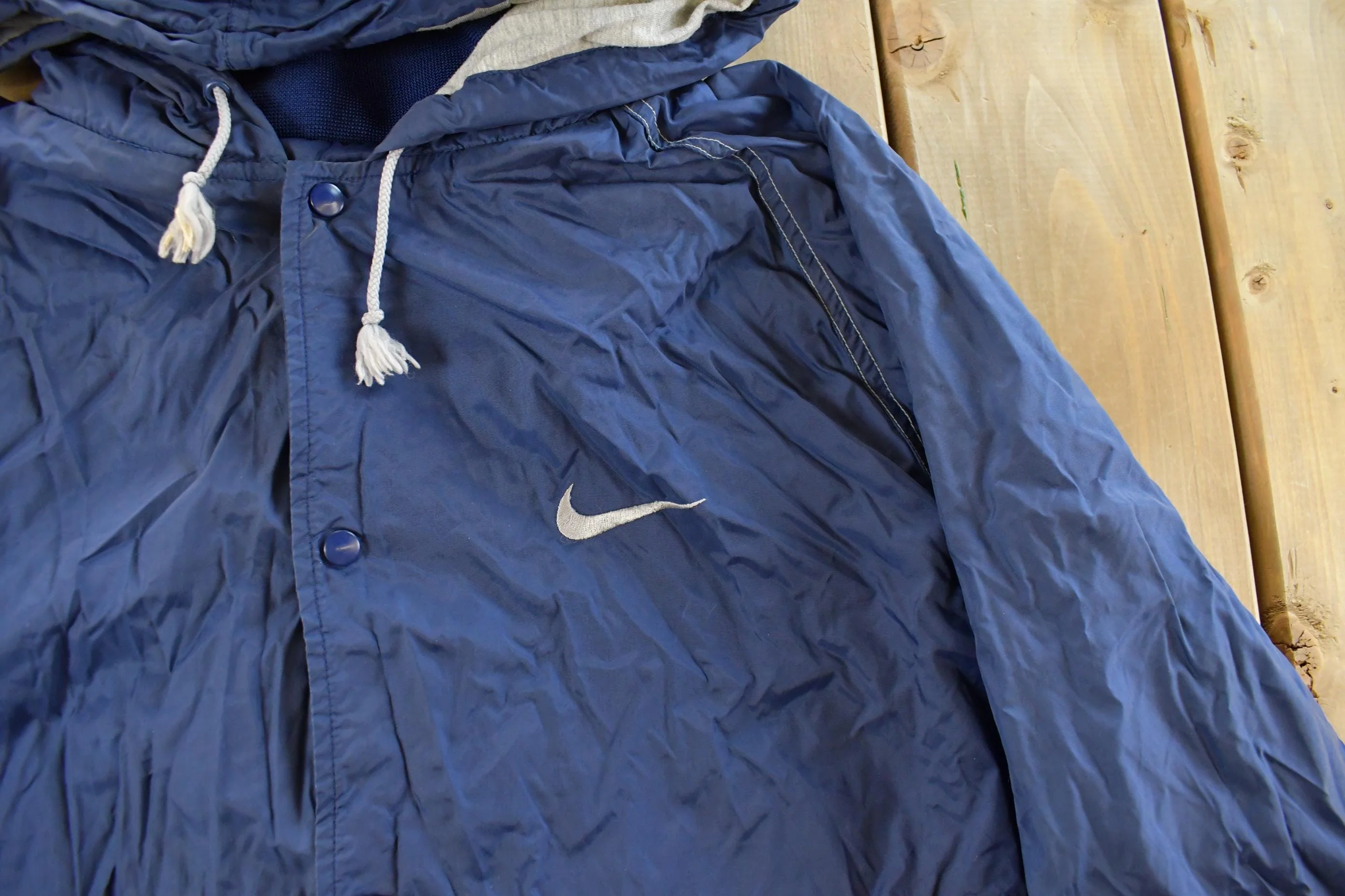 Vintage 1990s Nike Mini Swoosh Hooded Windbreaker Jacket Men's Large - Image 3