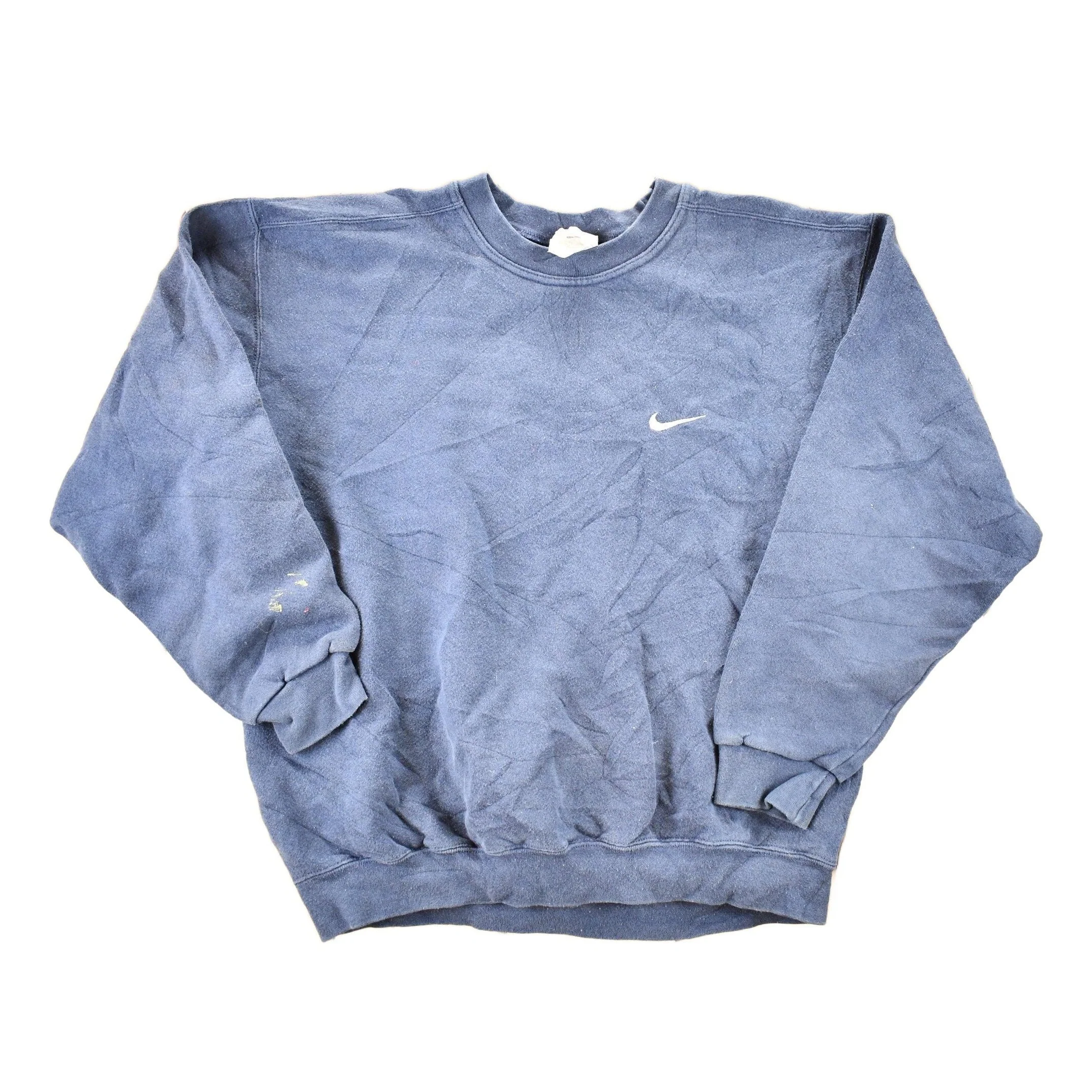 Vintage 1990s Nike Mini Swoosh Navy Crewneck Sweatshirt Men's M