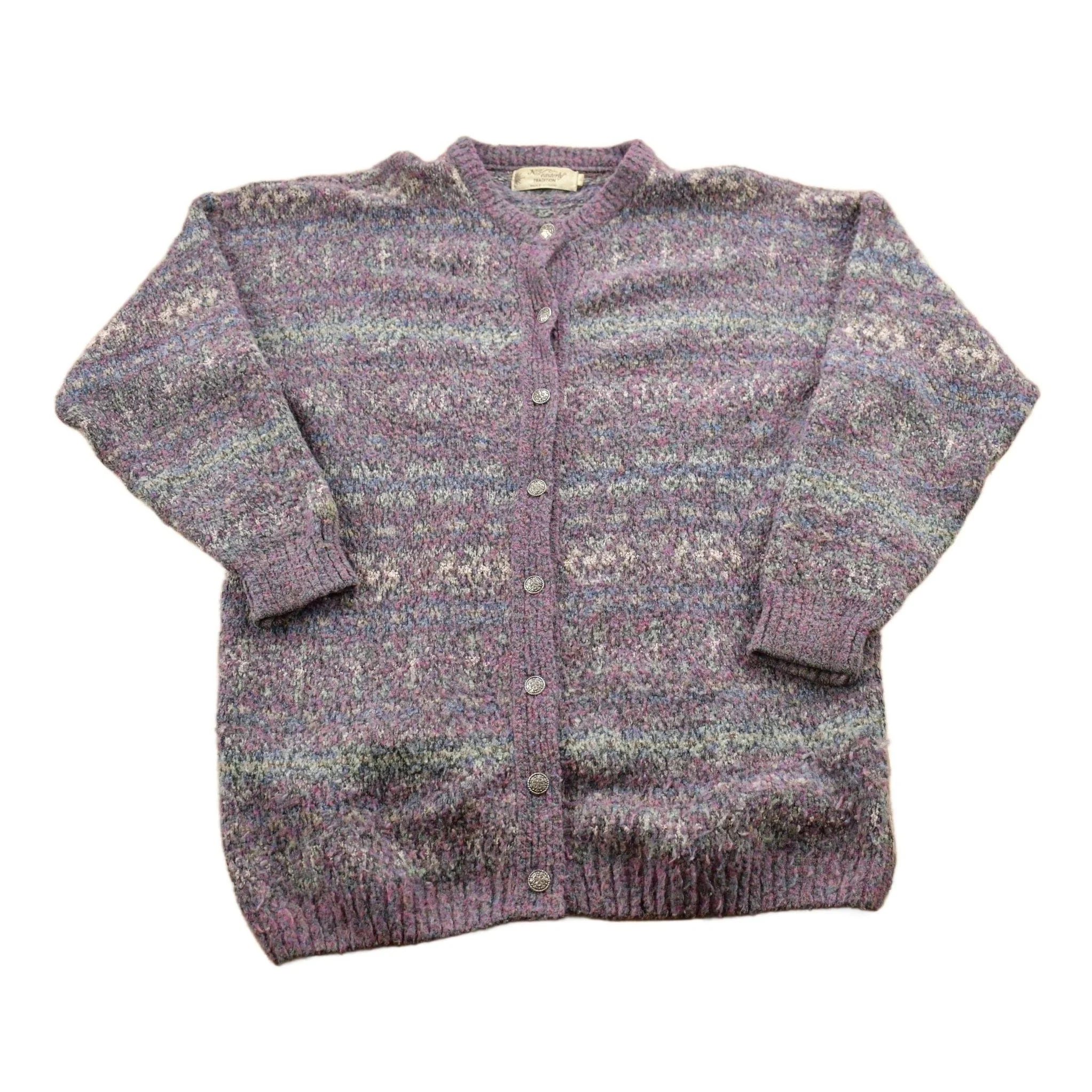 Vintage 1990s Nor' Easterly Wool Knit Cardigan Sweater Women's XL