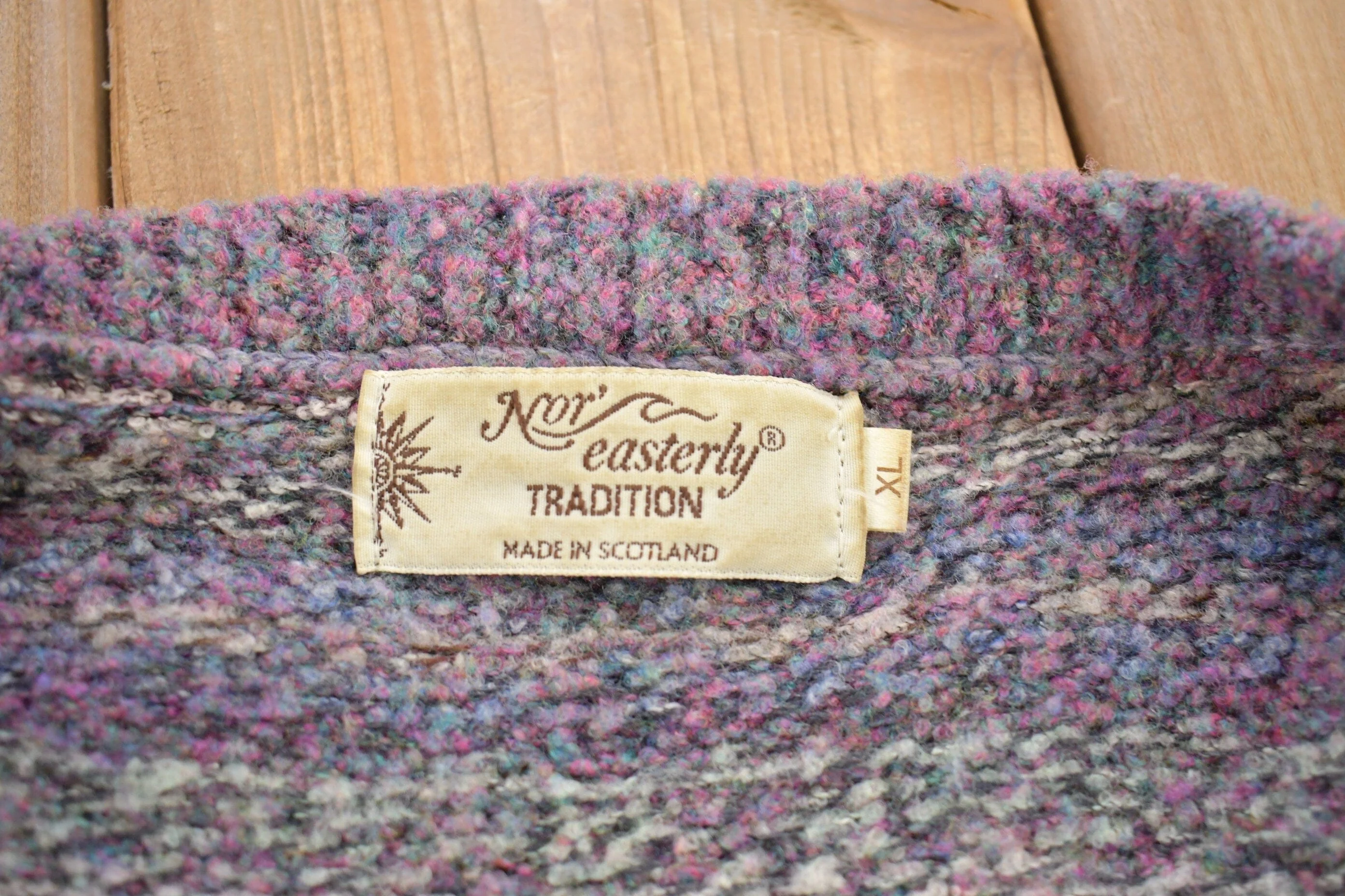 Vintage 1990s Nor' Easterly Wool Knit Cardigan Sweater Women's XL - Image 3