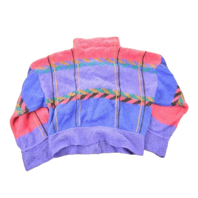 Vintage 1990s Norma Creighton Abstract Hand Knit Cardigan Sweater Women's L - Image 2