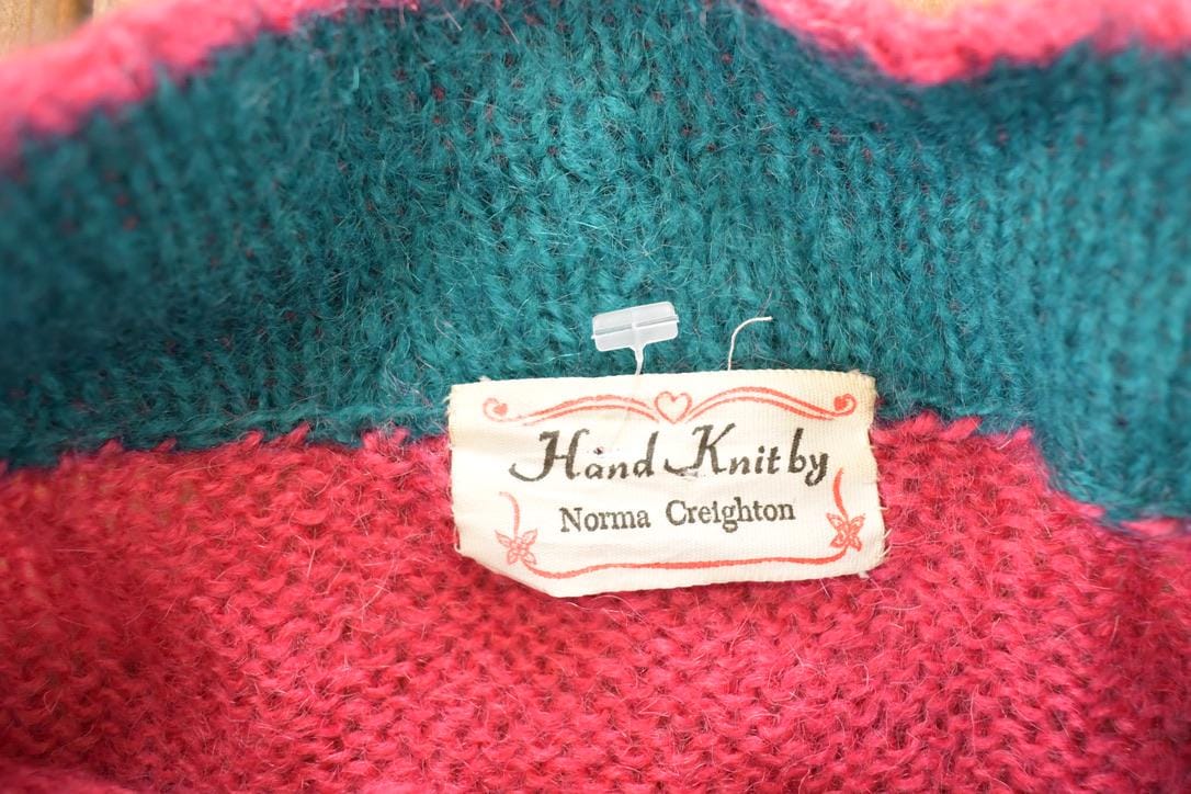 Vintage 1990s Norma Creighton Abstract Hand Knit Cardigan Sweater Women's L - Image 5