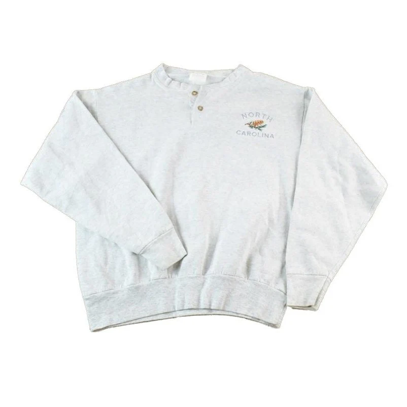 Vintage 1990s North Carolina Souvenir Quarter Button Crewneck Sweatshirt Made In USA Men's Small