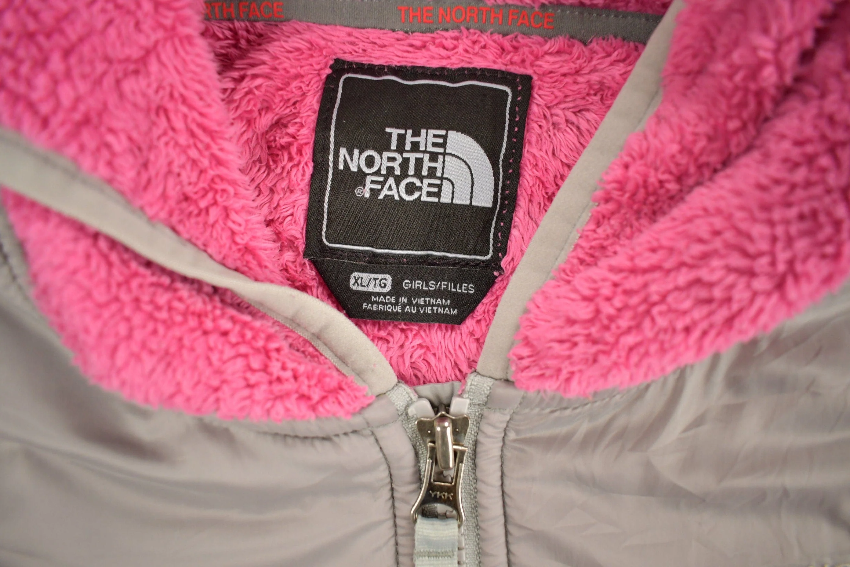 Vintage 1990s North Face Pink Zip Up Fleece Sweater Youth XL - Image 6