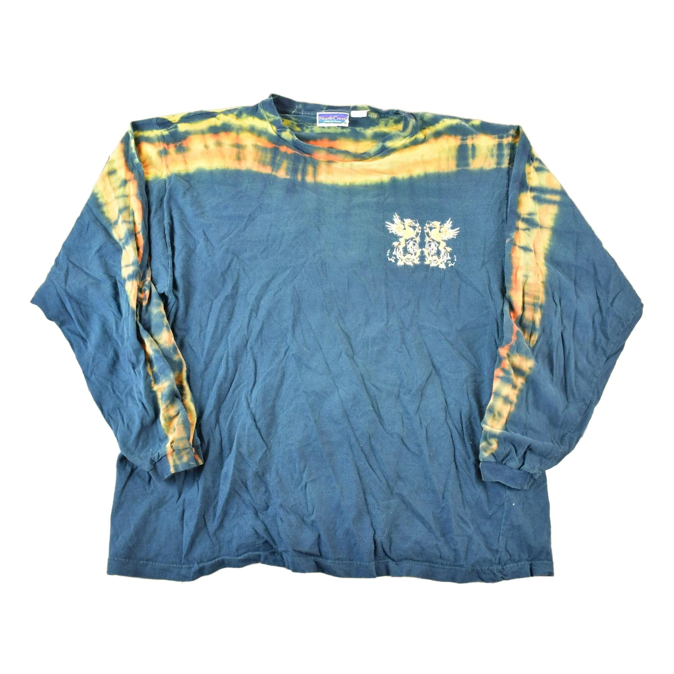 Vintage 1990s Northcrest Tye Dye Crewneck Argyle Dragon Sweatshirt Mens L - Image 2