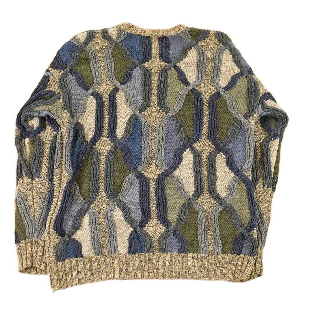 Vintage 1990s Northern Isles 3D Knit Abstract Pattern Crewneck Sweater Men's L - Image 2