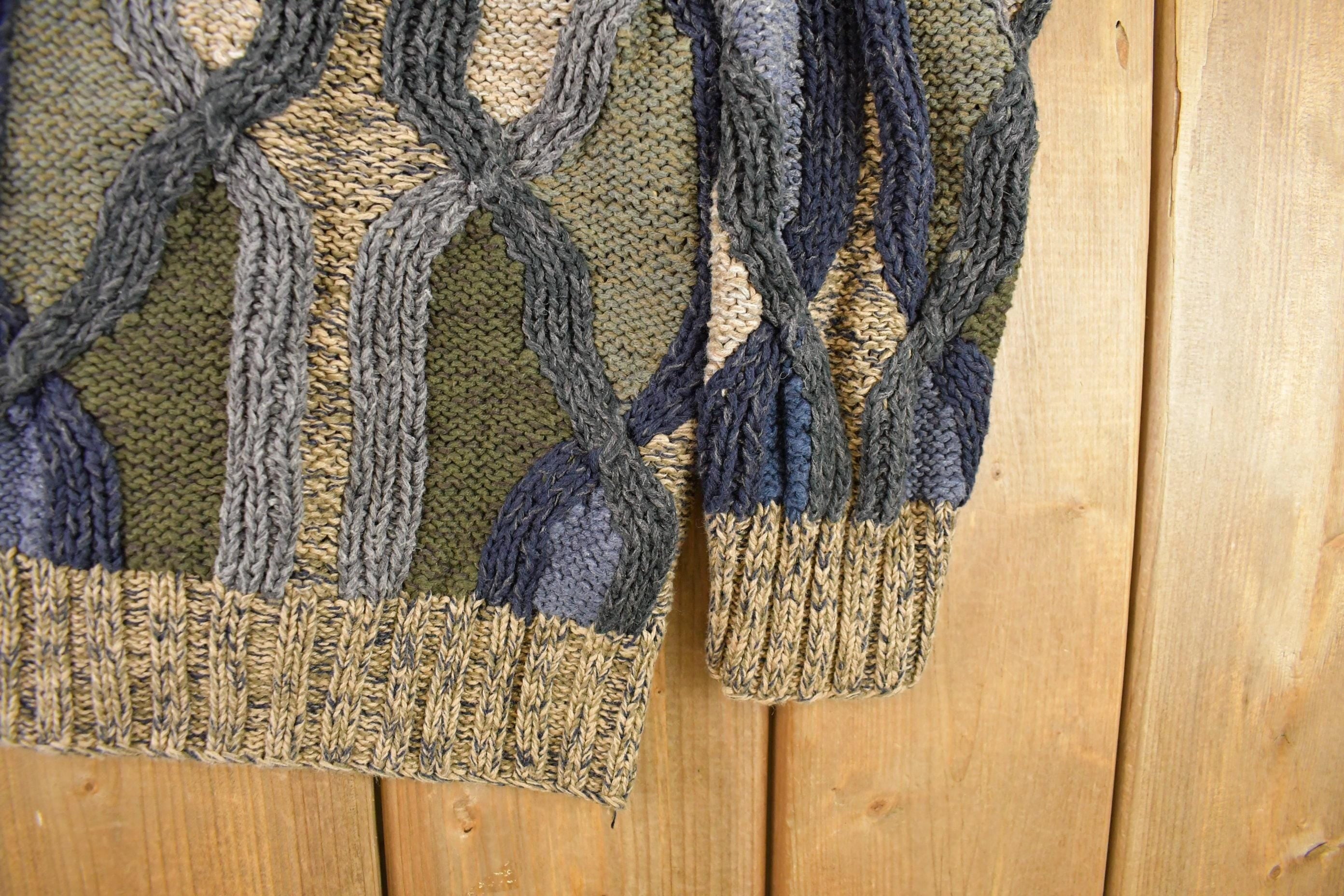 Vintage 1990s Northern Isles 3D Knit Abstract Pattern Crewneck Sweater Men's L - Image 4