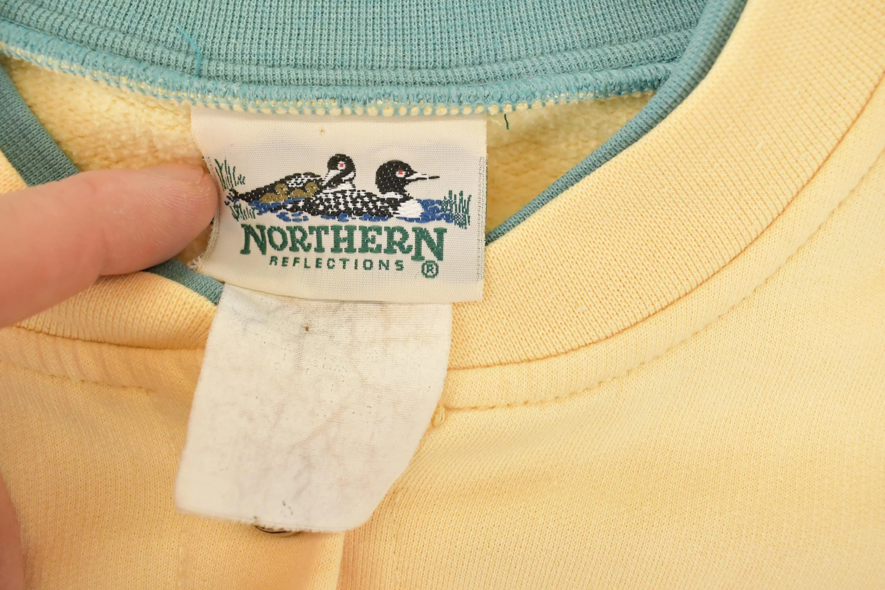 Vintage 1990s Northern Reflections Floral Graphic Print Button Up Double Collar Crewneck Sweatshirt Womens L - Image 5