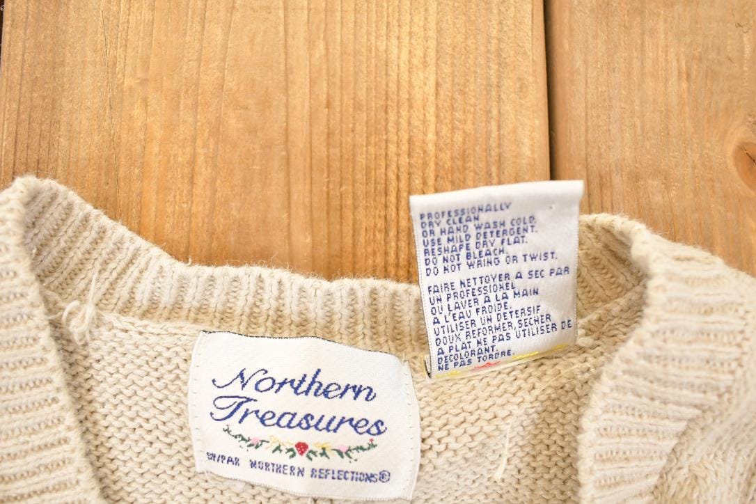 Vintage 1990s Northern Treasures AOP Embroidered Garden Knit Cardigan Sweater Vest Women's M - Image 6