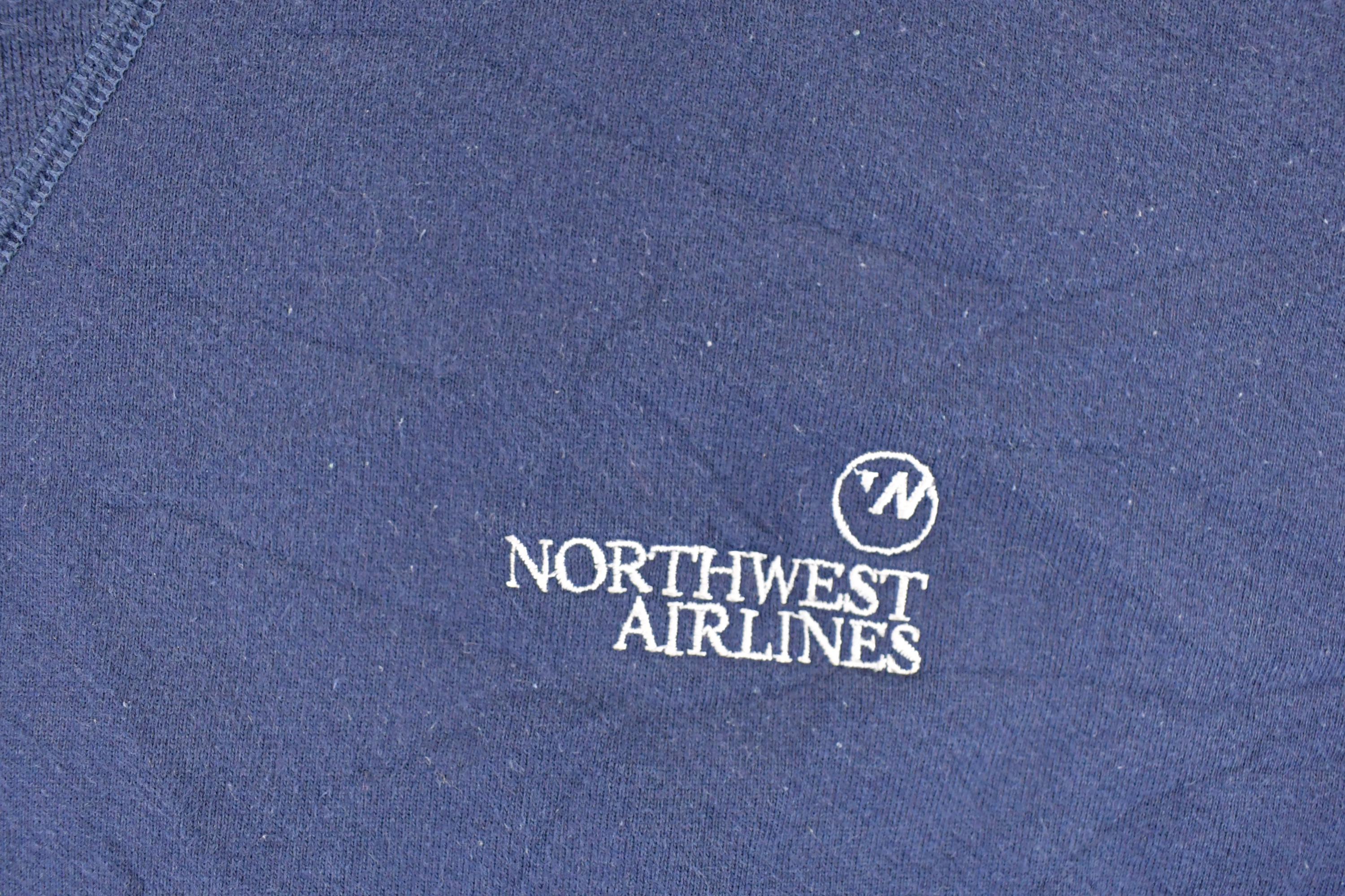 Vintage 1990s Northwest Airlines Embroidered Crewneck Sweatshirt Mens L - Image 3