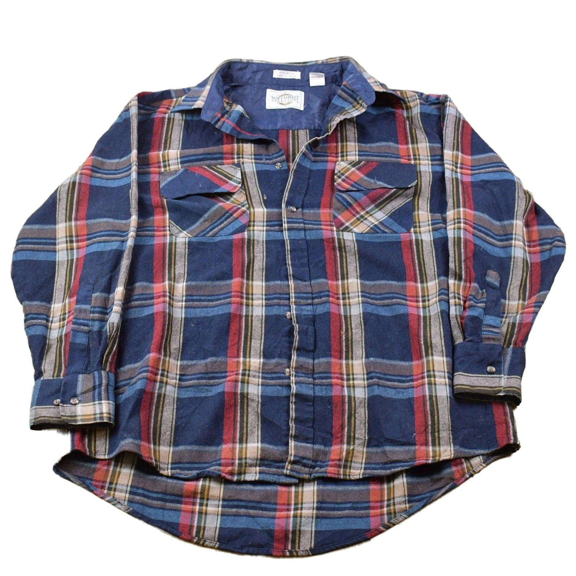 Vintage 1990s Northwest Territory Lined Plaid Button Up Shirt Men's 2XL