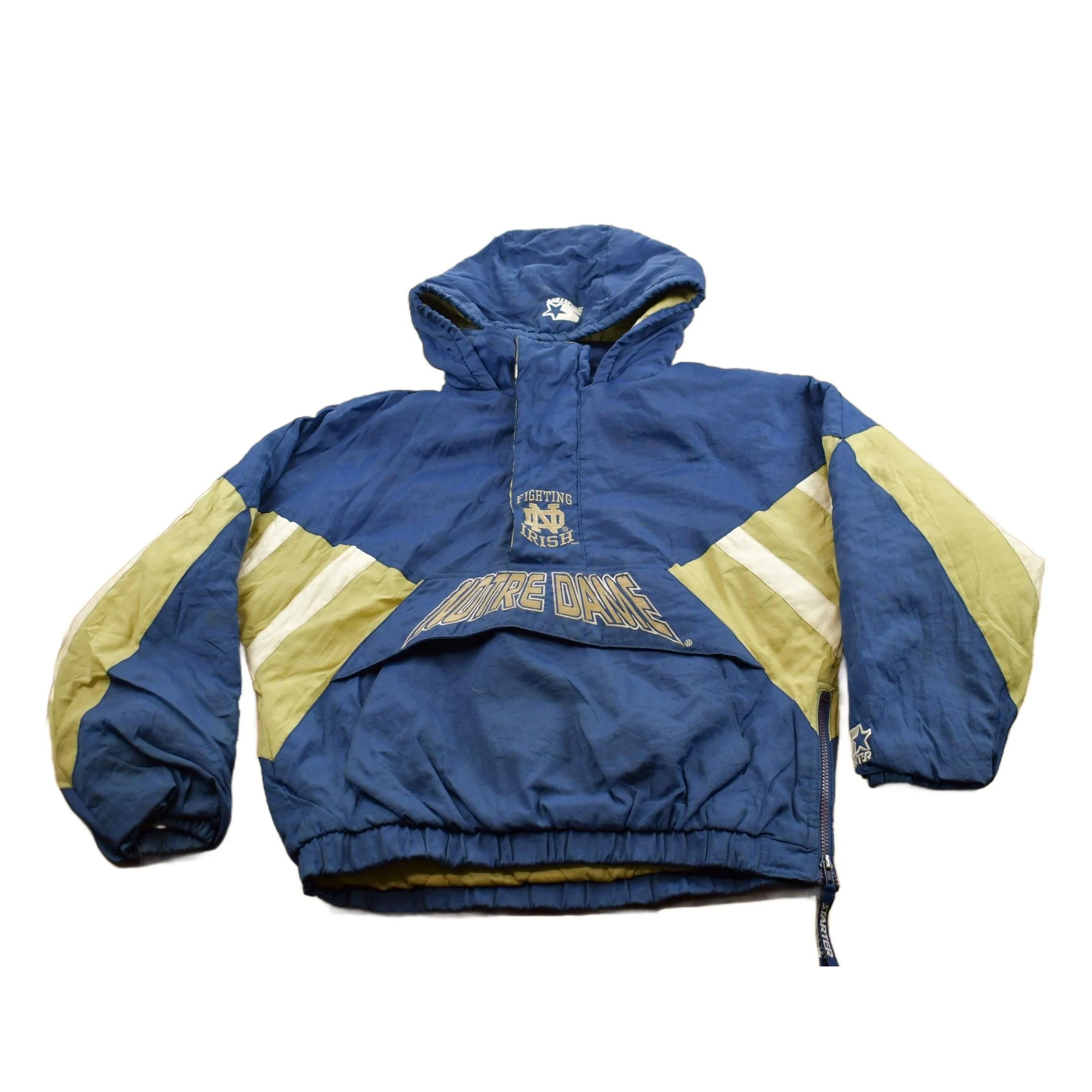 Vintage 1990s Notre Dame Fighting Irish Starter Quarter Zip Puffer Jacket Men's Medium