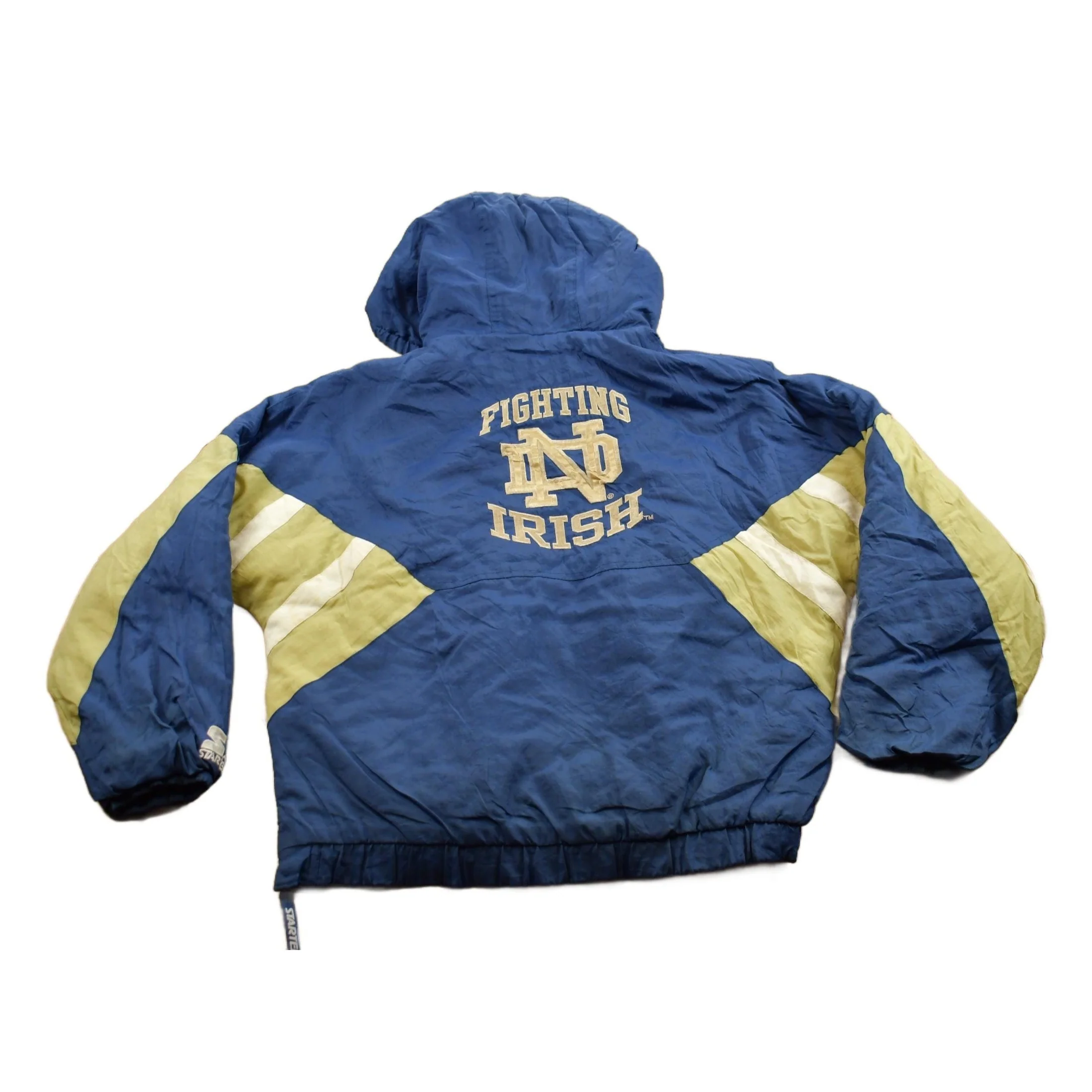 Vintage 1990s Notre Dame Fighting Irish Starter Quarter Zip Puffer Jacket Men's Medium - Image 2