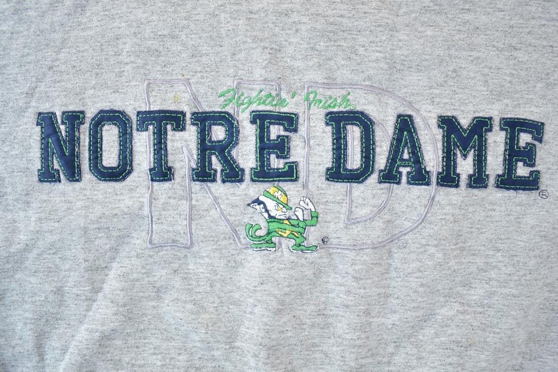 Vintage 1990s Notre Dame University The Game Crewneck Made In USA Men's XL - Image 4