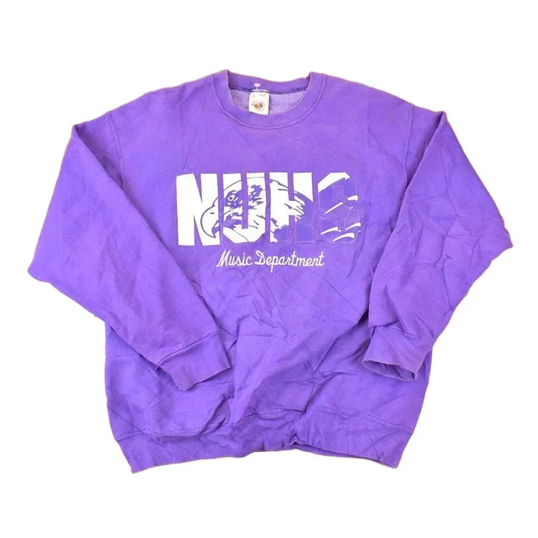 Vintage 1990s NUHS Musov Department Embroidered Collegiate Crewneck Sweatshirt Men's L